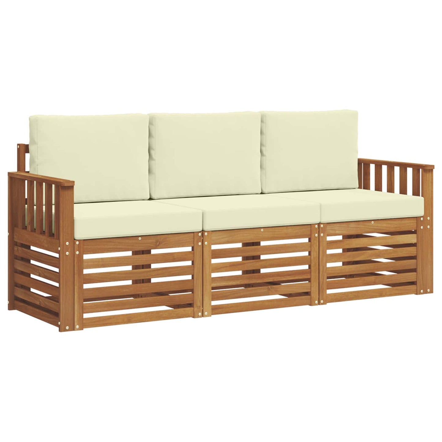 Sofagarnituren 3 pcs Natur und Creme Massivholz Akazie