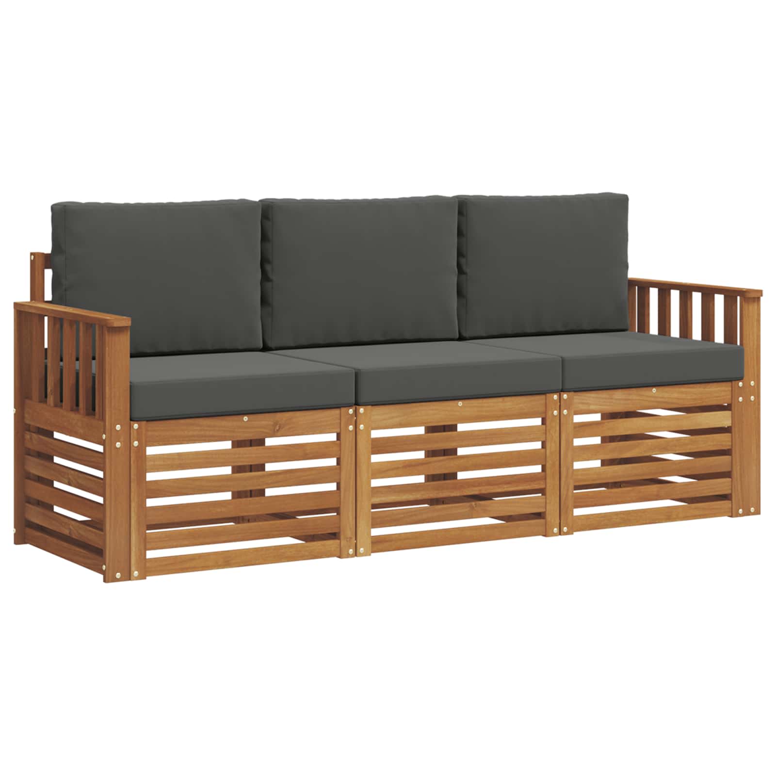 Sofagarnituren 3 pcs Natur und Anthrazit Massivholz Akazie