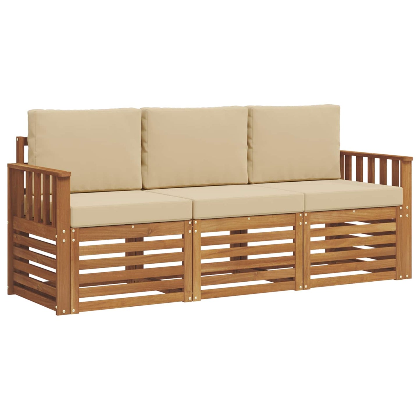 Sofagarnituren 3 stk. Natur und Beige Massivholz Akazie
