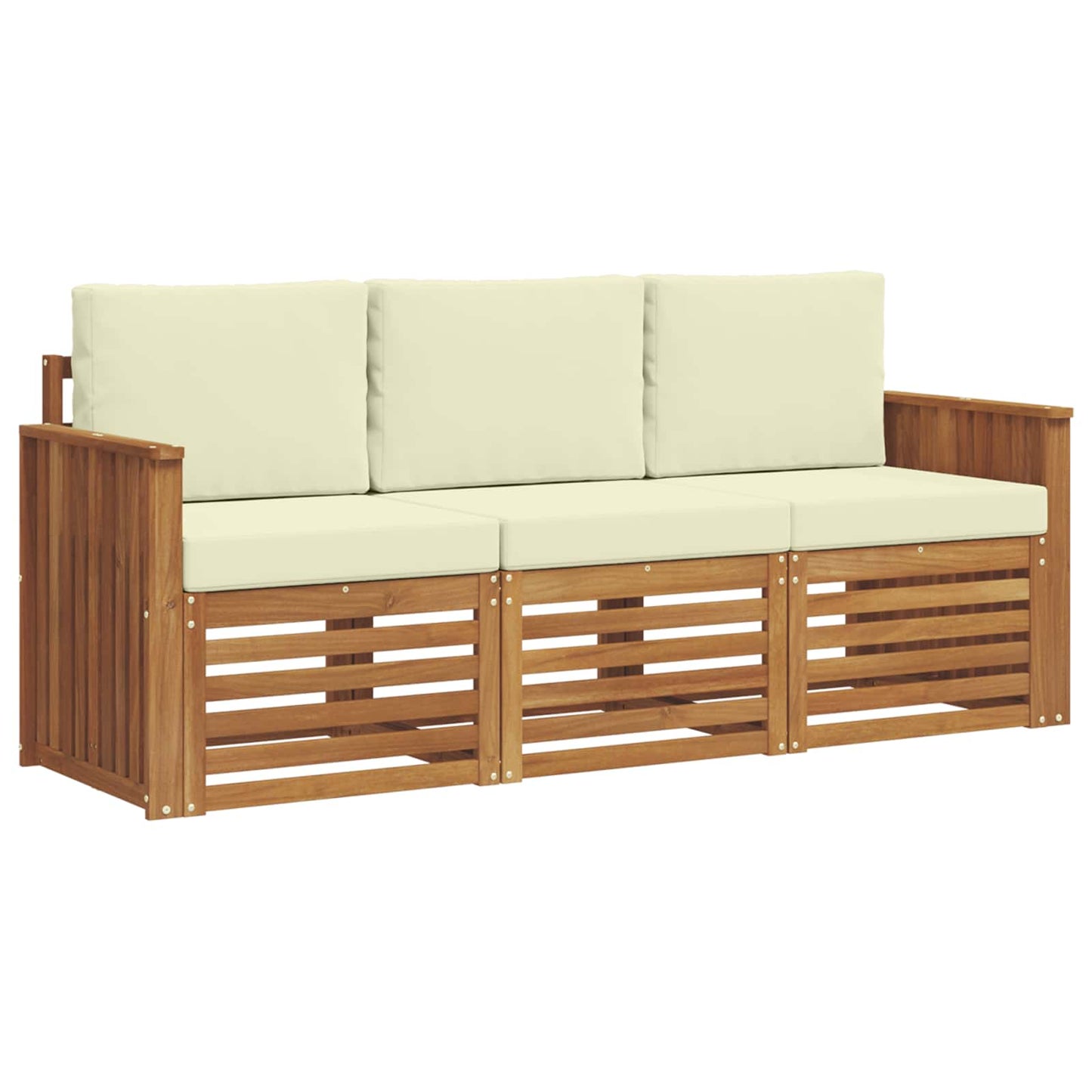 Sofagarnituren 3 pcs Natur und Creme Massivholz Akazie