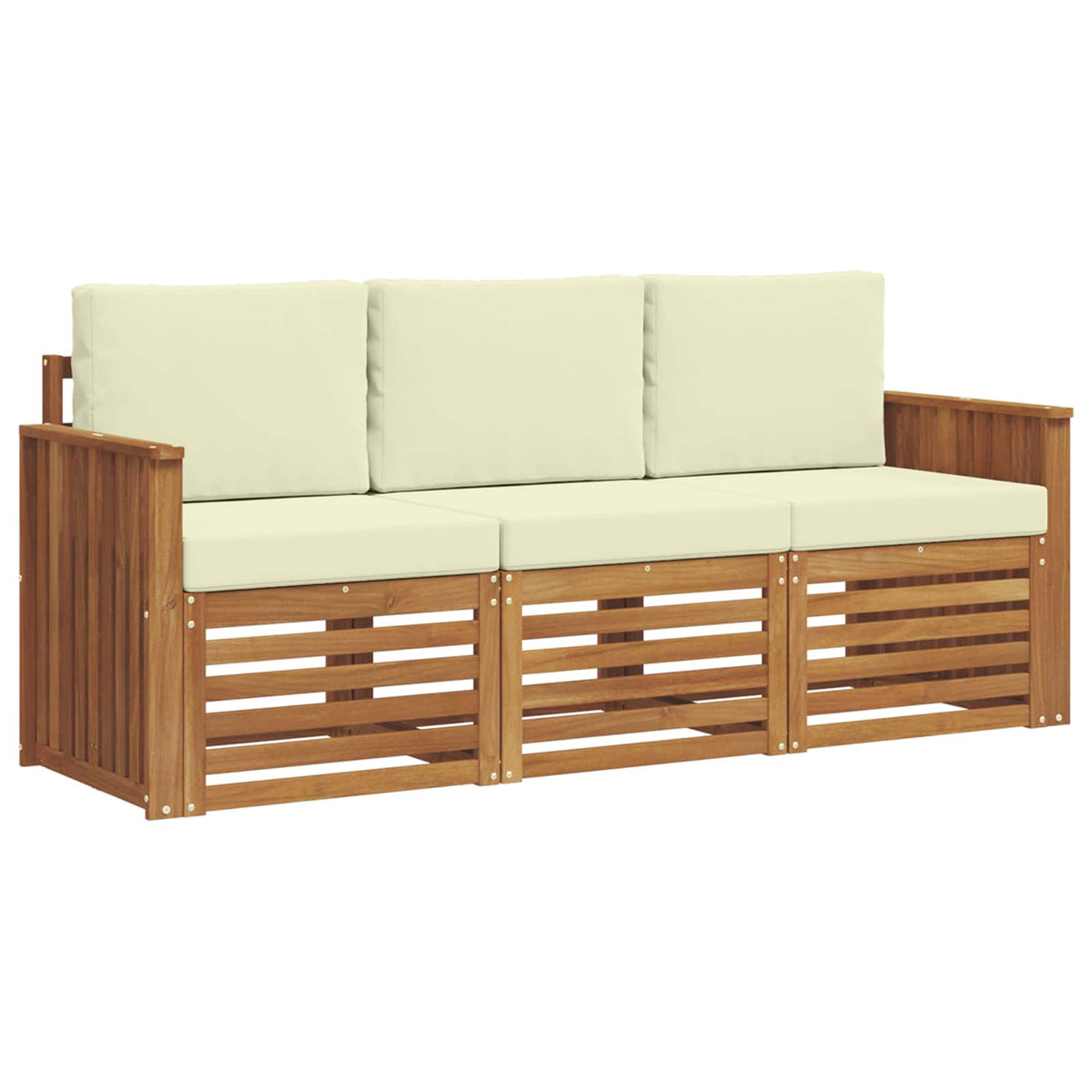 Sofagarnituren 3 stk. Natur und Creme Massivholz Akazie