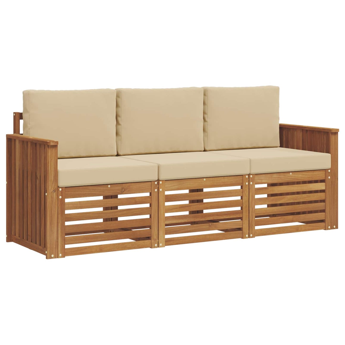 Sofagarnituren 3 stk. Natur und Beige Massivholz Akazie