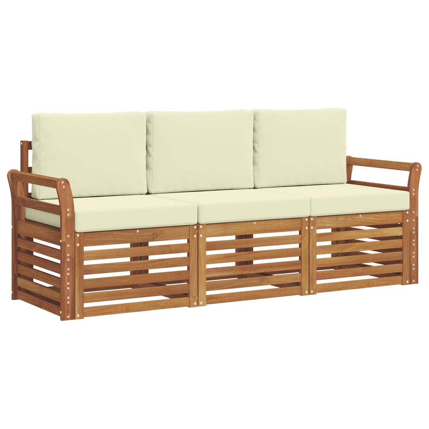 Sofagarnituren 3 stk. Natur und Creme Massivholz Akazie