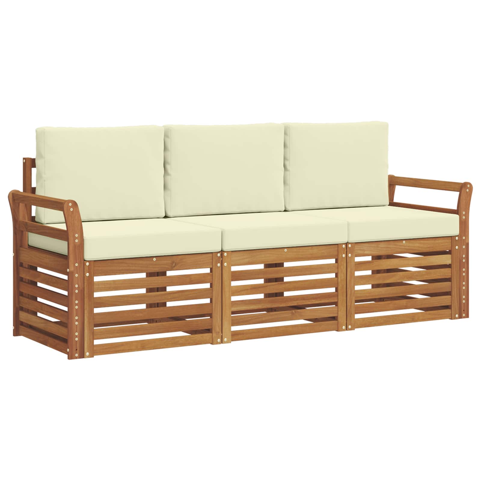 Sofagarnituren 3 stk. Natur und Creme Massivholz Akazie