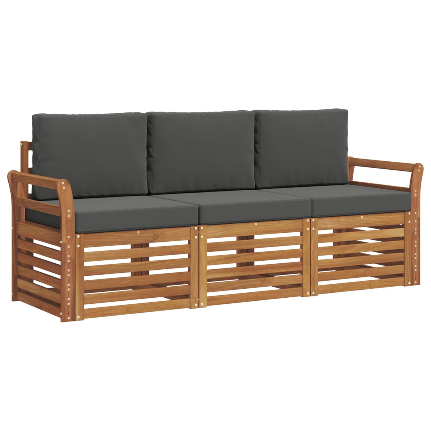 Sofagarnituren 3 pcs Natur und Anthrazit Massivholz Akazie