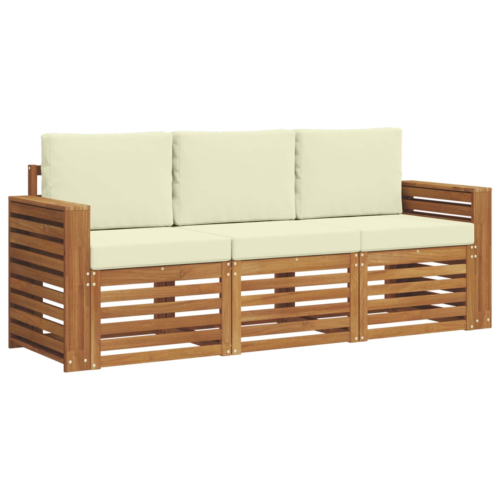 Sofagarnituren 3 pcs Natur und Creme Massivholz Akazie