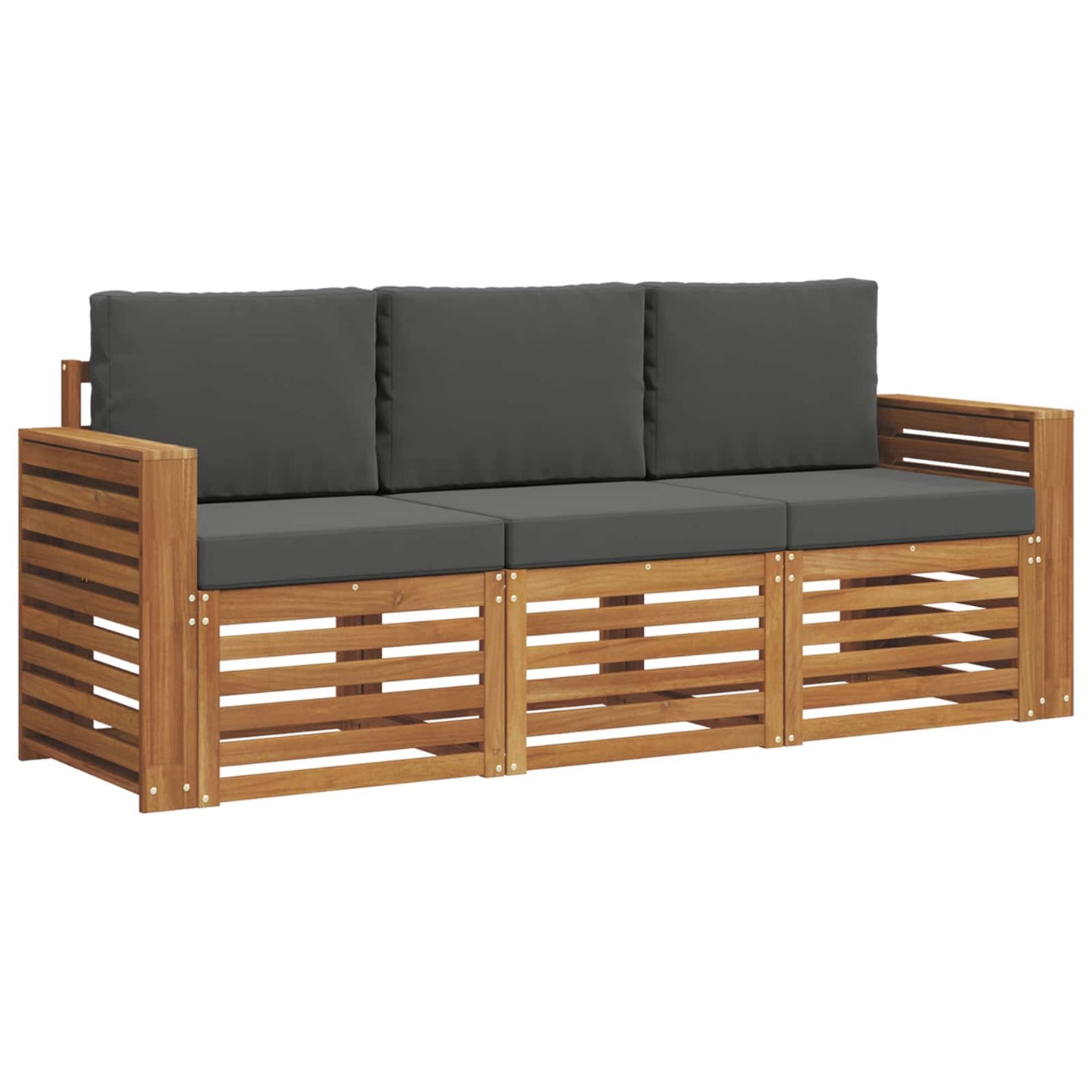 Sofagarnituren 3 pcs Natur und Anthrazit Massivholz Akazie