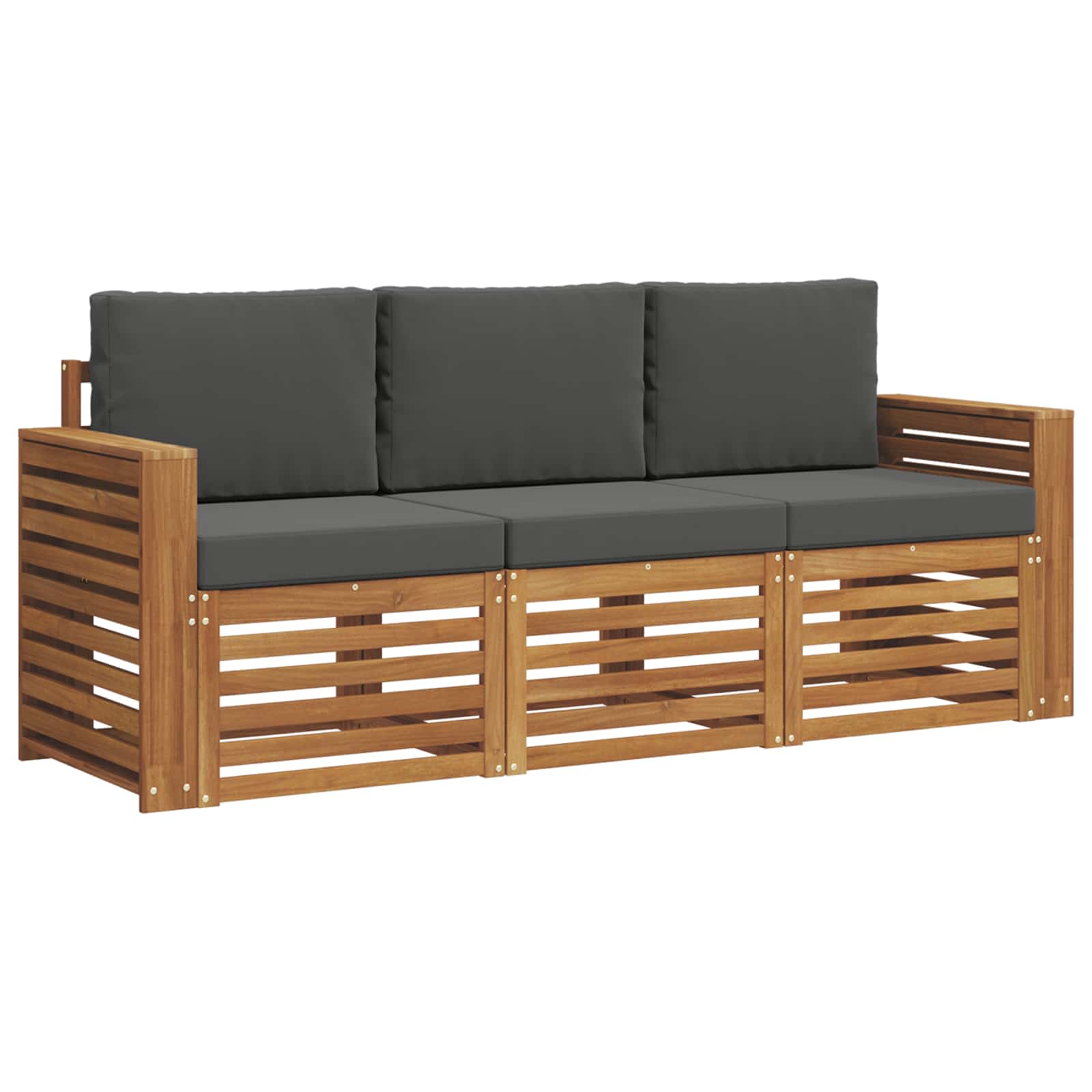 Sofagarnituren 3 pcs Natur und Anthrazit Massivholz Akazie