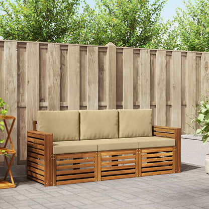 Sofagarnituren 3 stk. Natur und Beige Massivholz Akazie