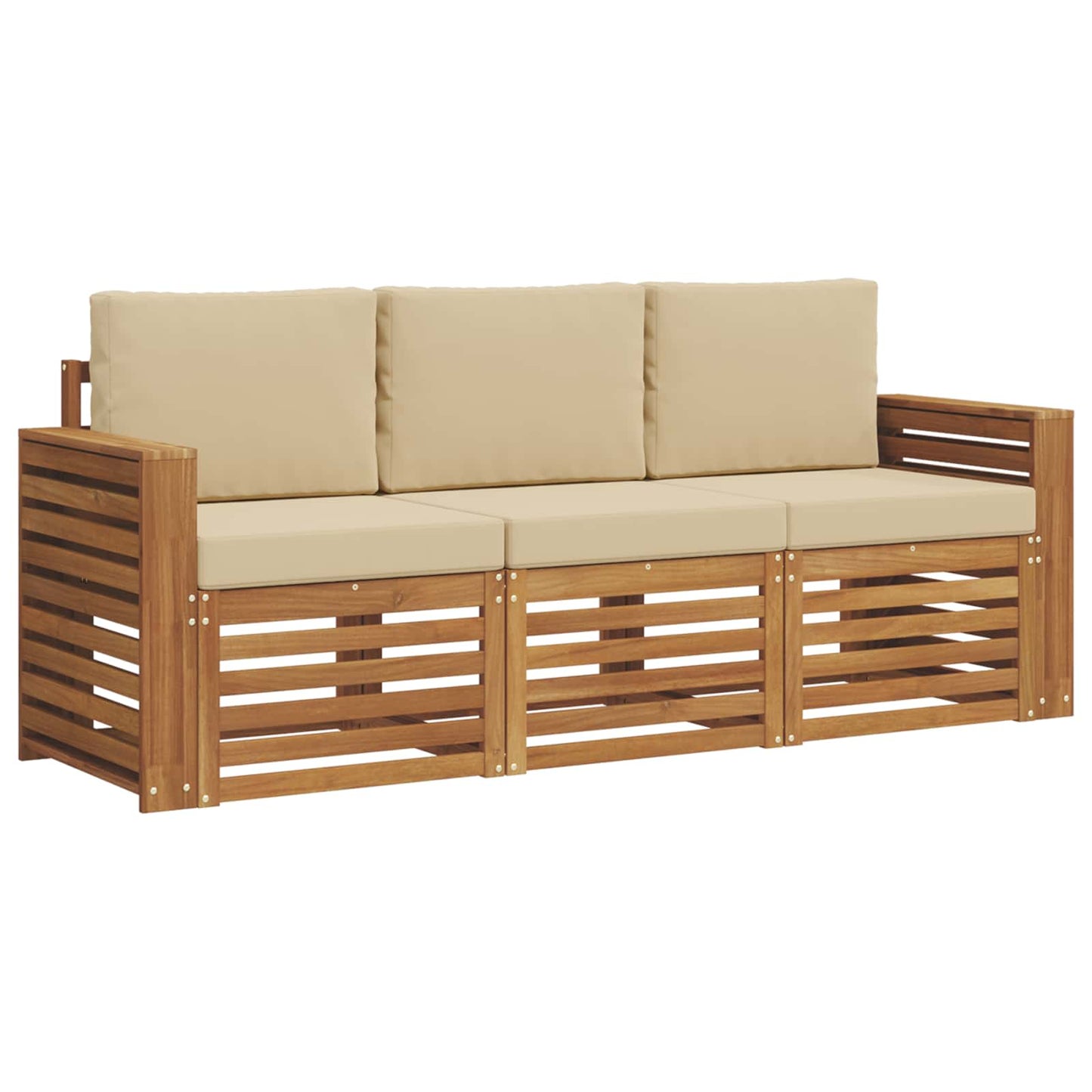 Sofagarnituren 3 stk. Natur und Beige Massivholz Akazie