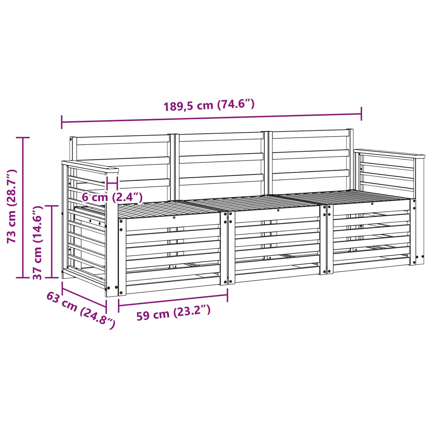 Sofagarnituren 3 pcs Massivholz Akazie