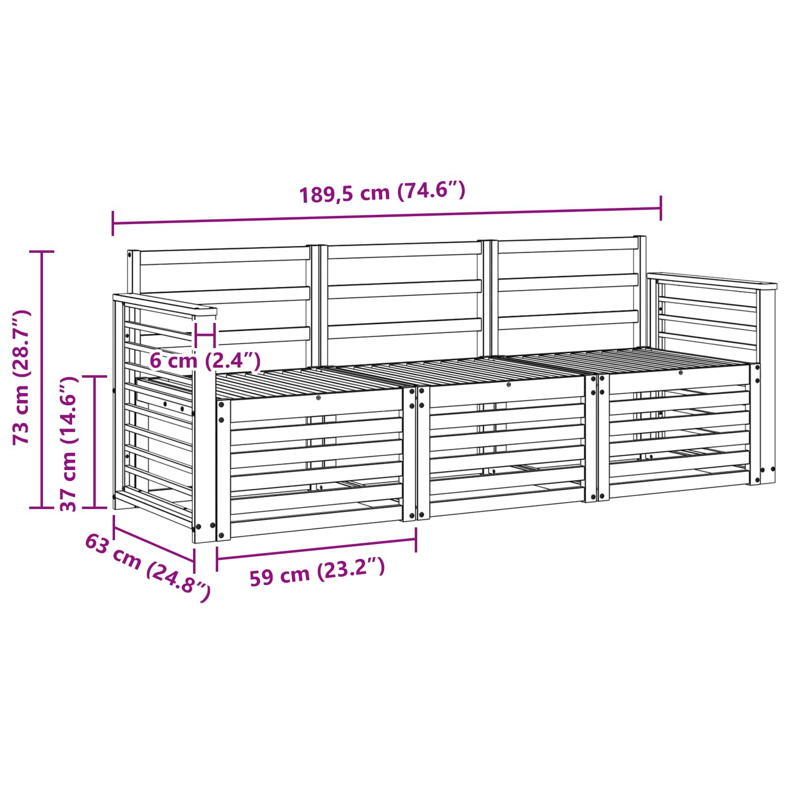 Sofagarnituren 3 pcs Massivholz Akazie