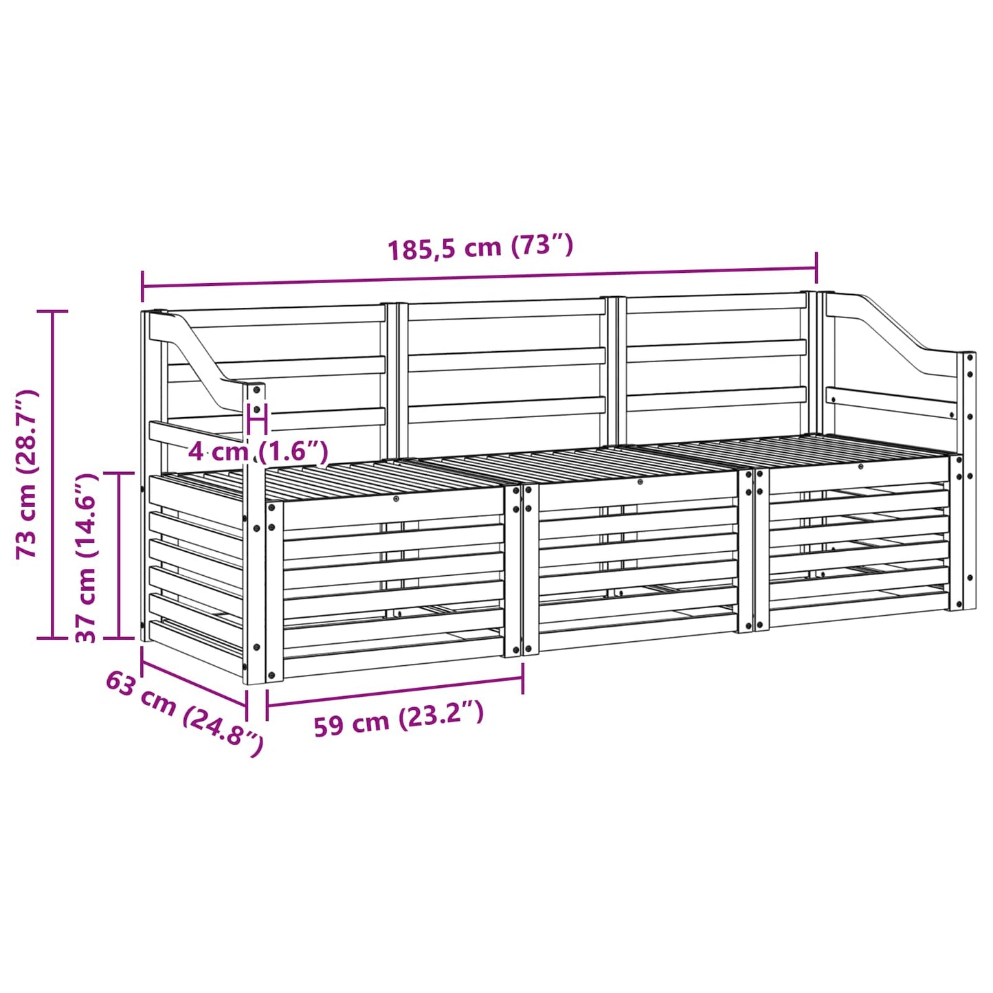 Sofagarnituren 3 pcs Natur Massivholz Akazie