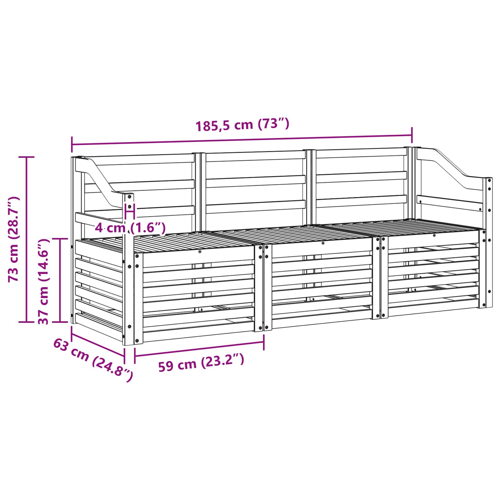 Sofagarnituren 3 pcs Natur Massivholz Akazie
