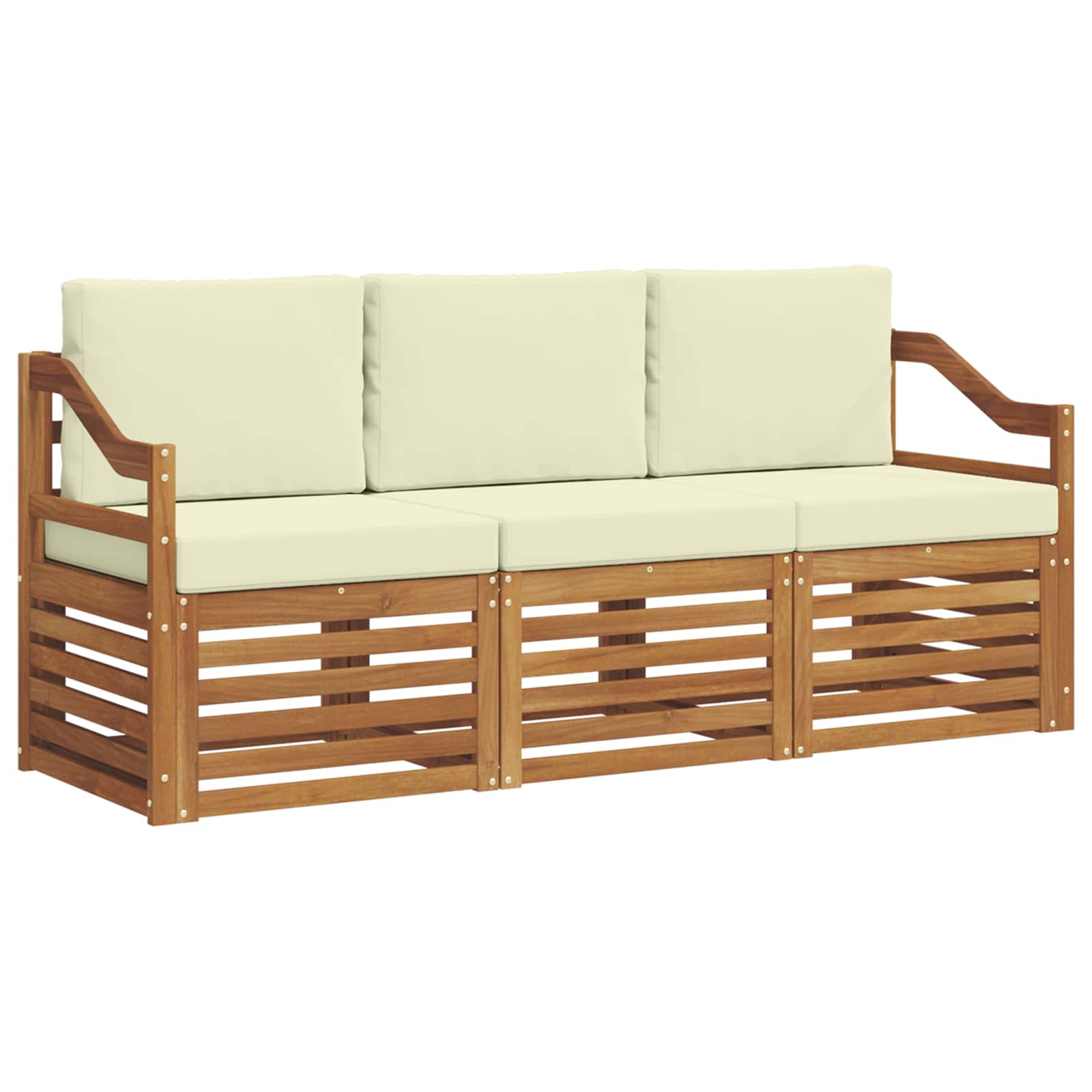 Sofagarnituren 3 stk. Natur und Creme Massivholz Akazie