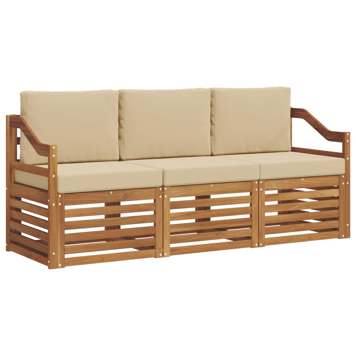 Sofagarnituren 3 stk. Natur und Beige Massivholz Akazie