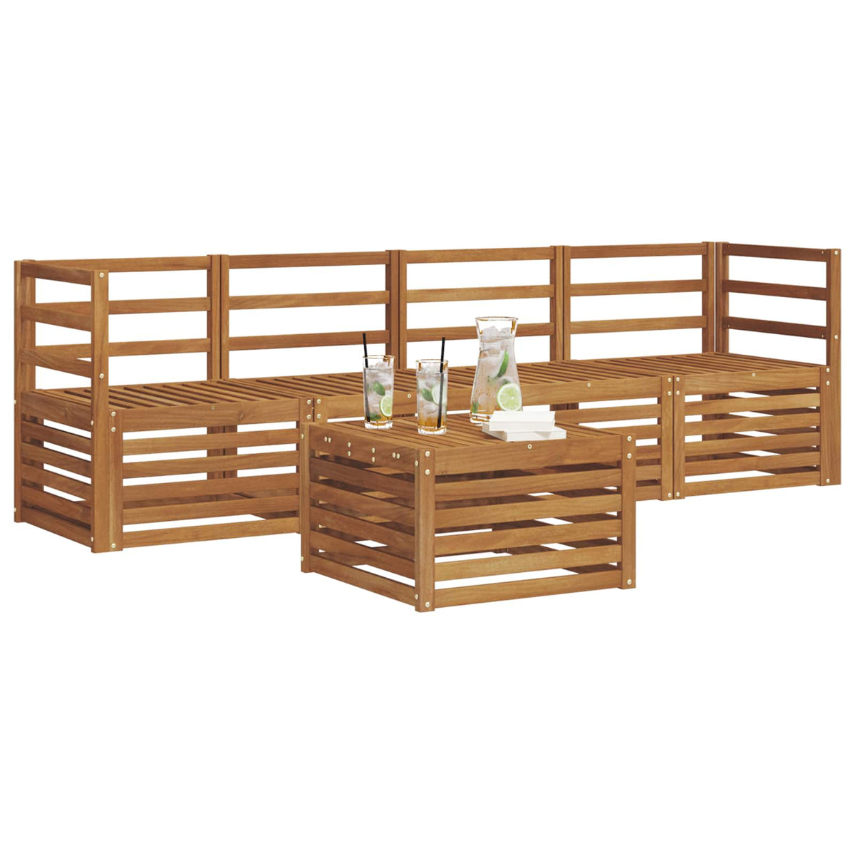 Outdoor-Sofagarnitur 5 stk. Natur Massivholz Akazie