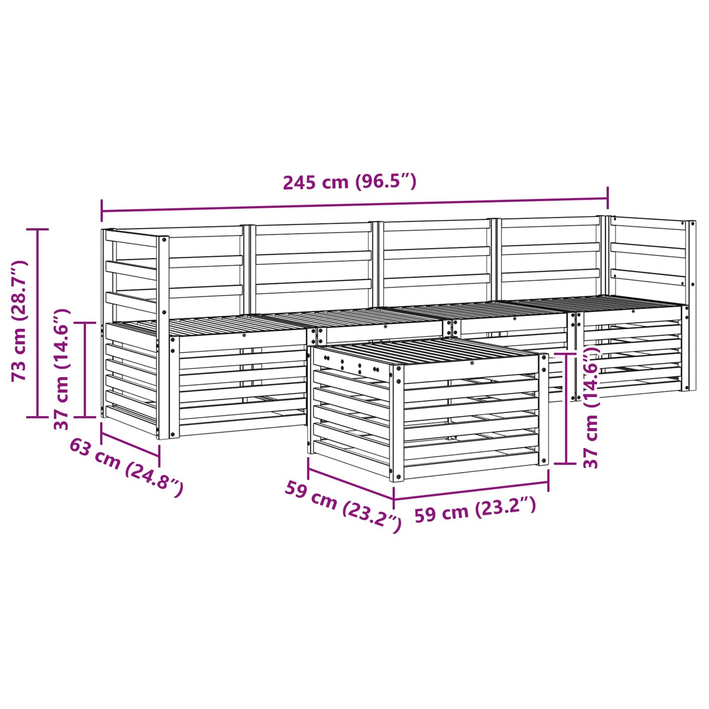 Sofagarnituren 5 pcs Natur Massivholz Akazie