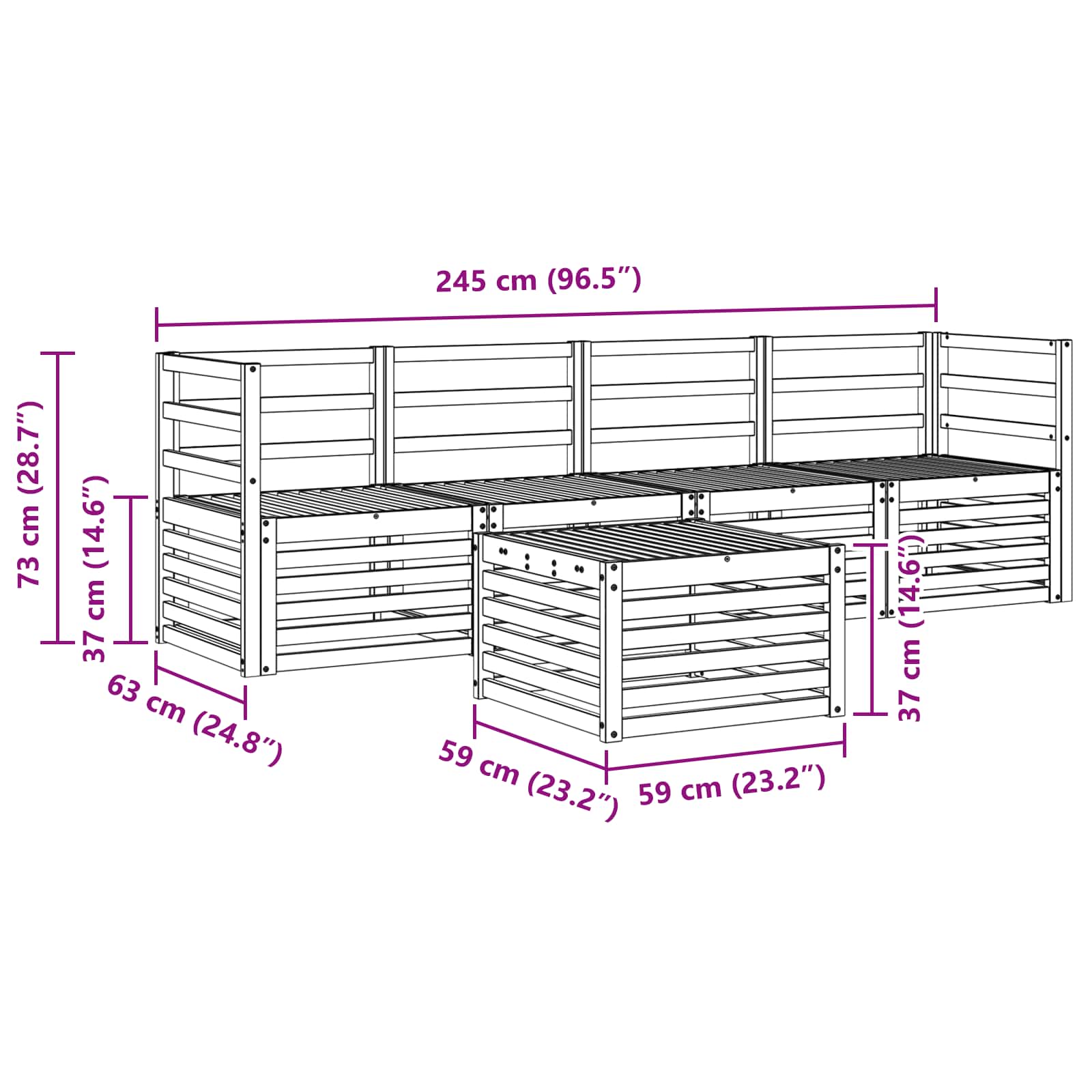 Sofagarnituren 5 pcs Natur Massivholz Akazie