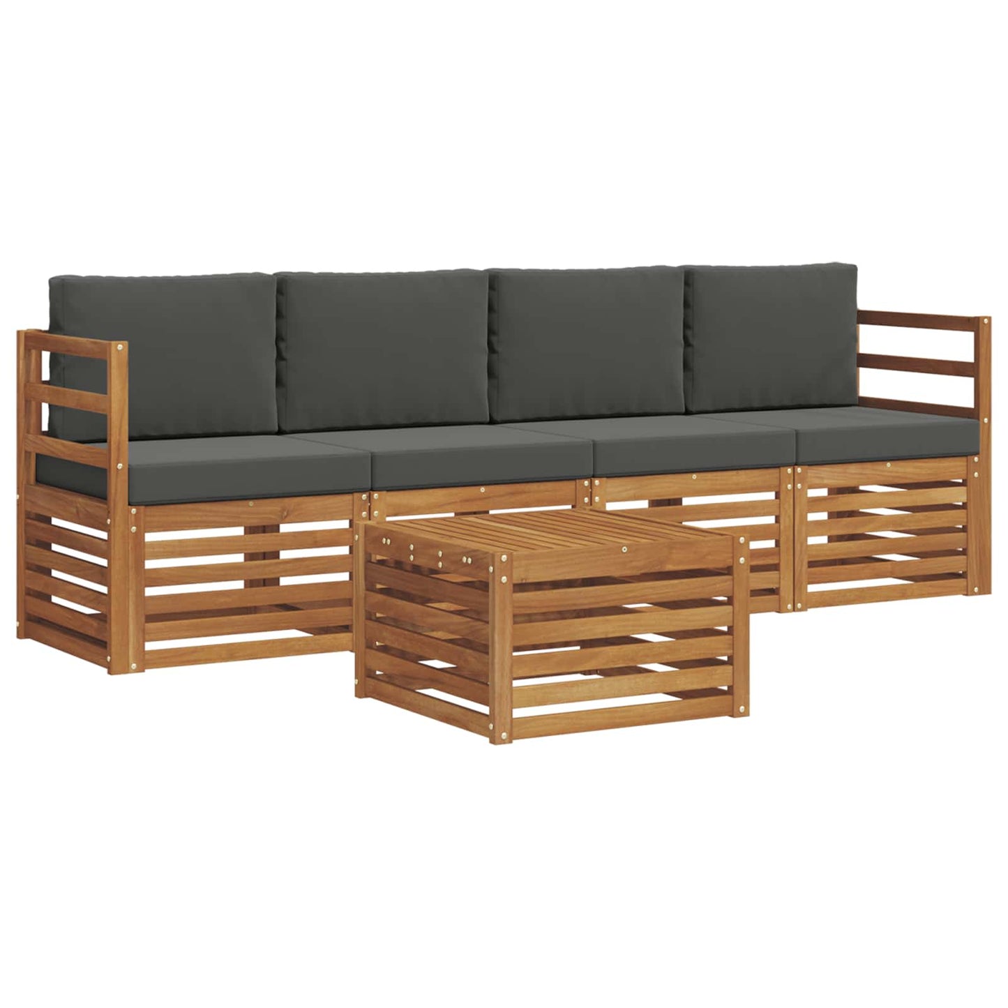 Outdoor-Sofagarnitur 5 stk. Natur und Anthrazit