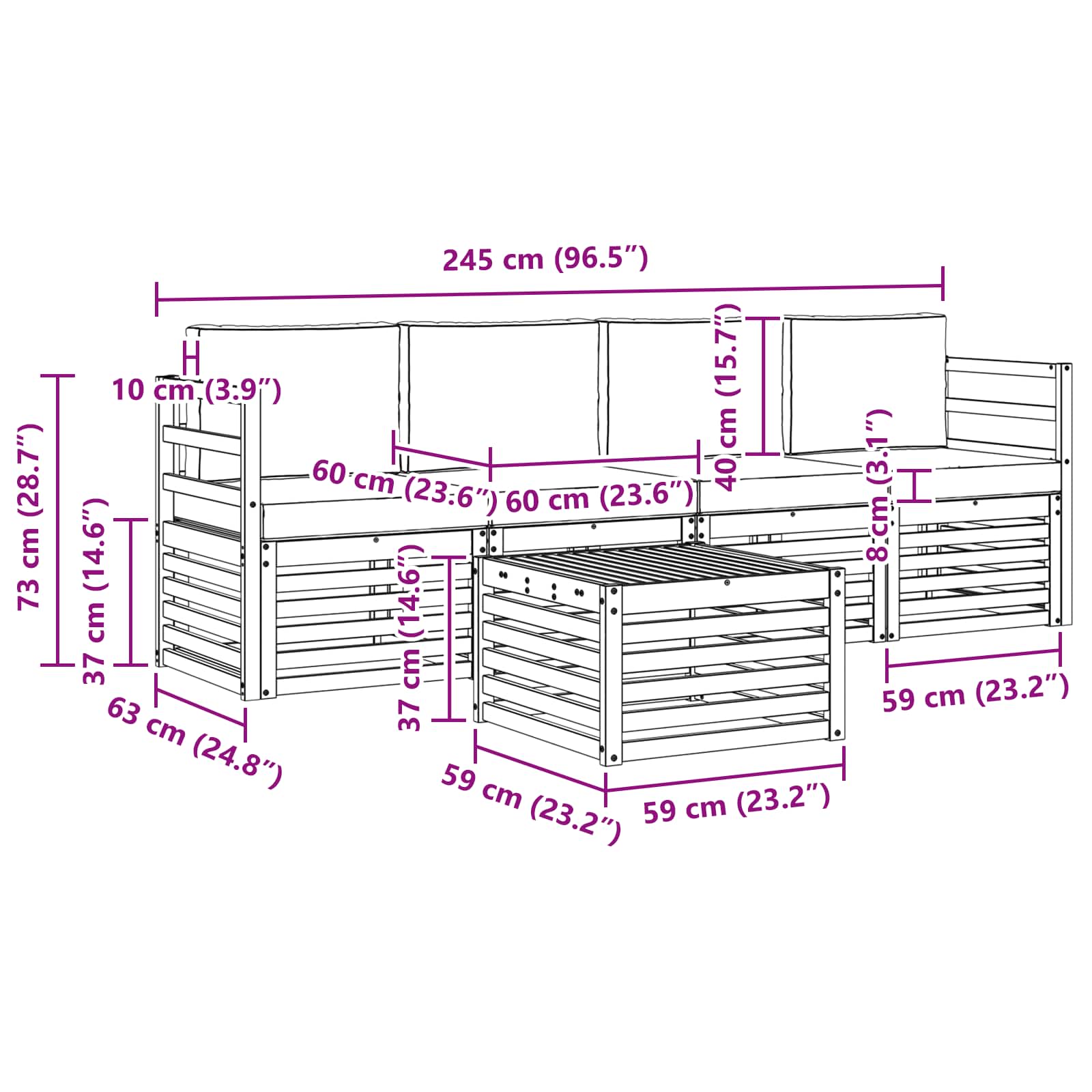 Outdoor-Sofagarnitur 5 stk. Natur und Anthrazit