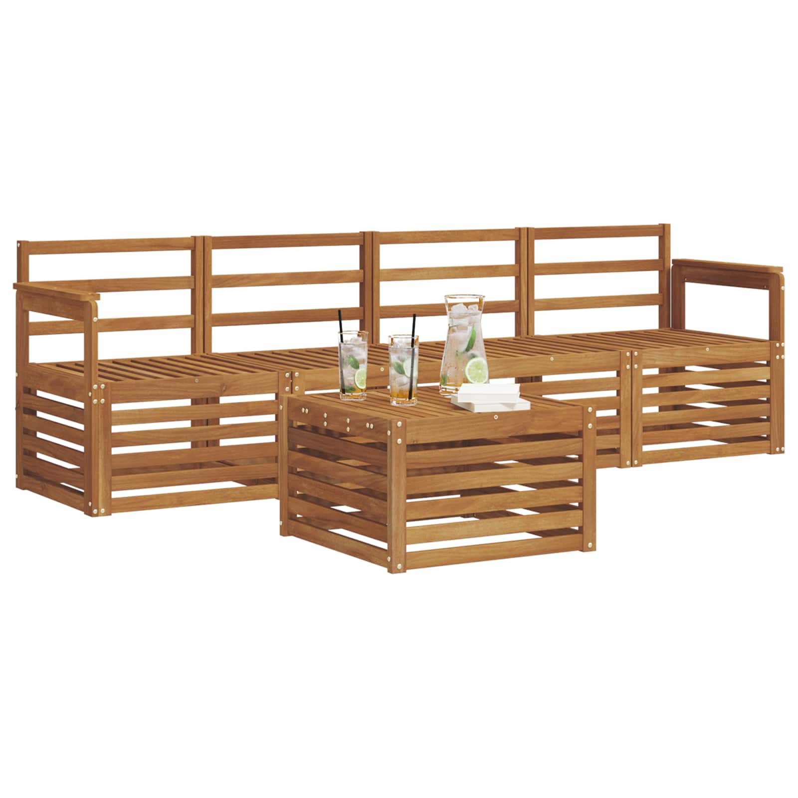 Sofagarnituren 5 pcs Natur Massivholz Akazie
