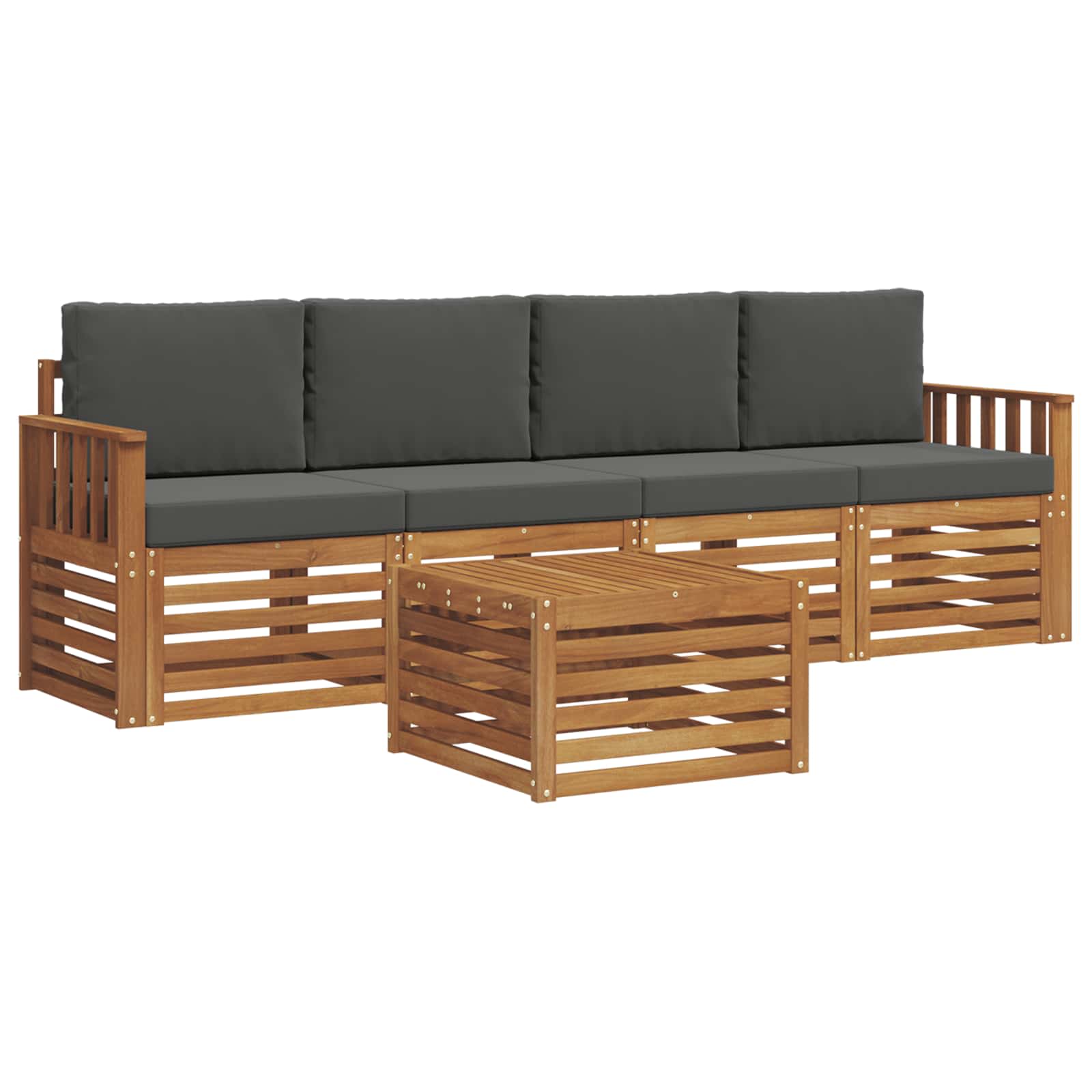 Outdoor-Sofagarnitur 5 stk. Natur und Anthrazit