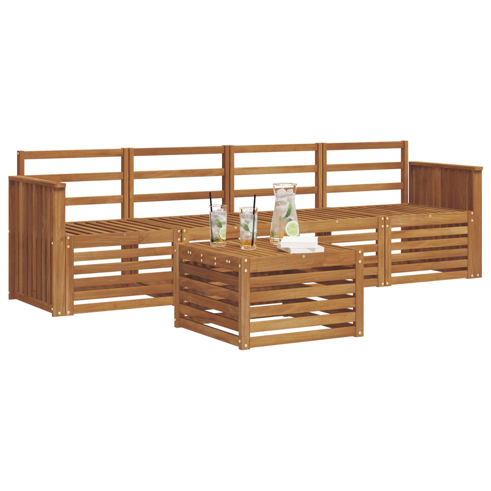 Sofagarnituren 5 pcs Natur Massivholz Akazie