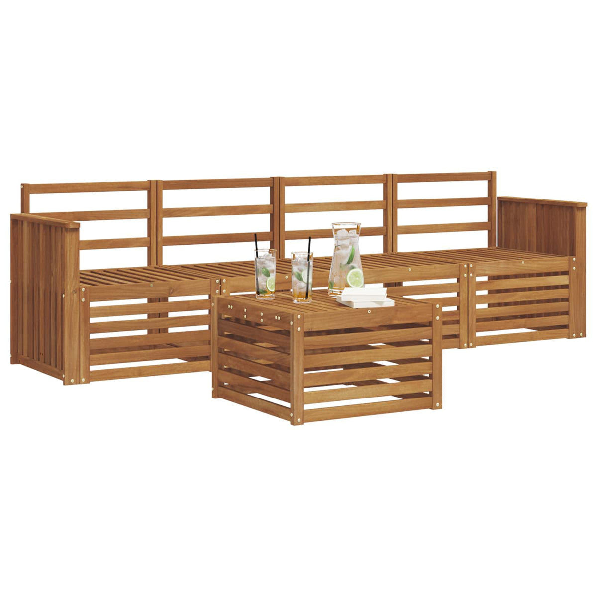 Outdoor-Sofagarnitur 5 stk. Natur Massivholz Akazie