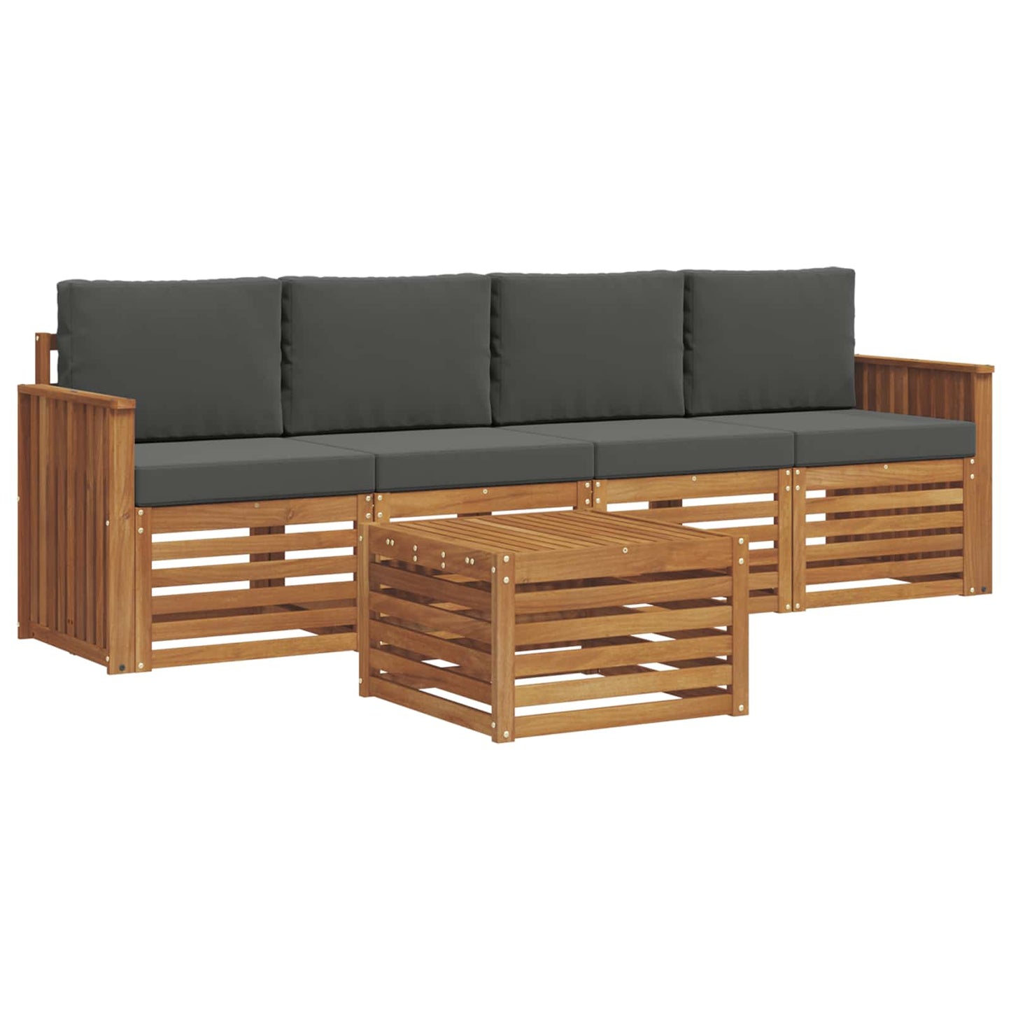 Outdoor-Sofagarnitur 5 stk. Natur und Anthrazit