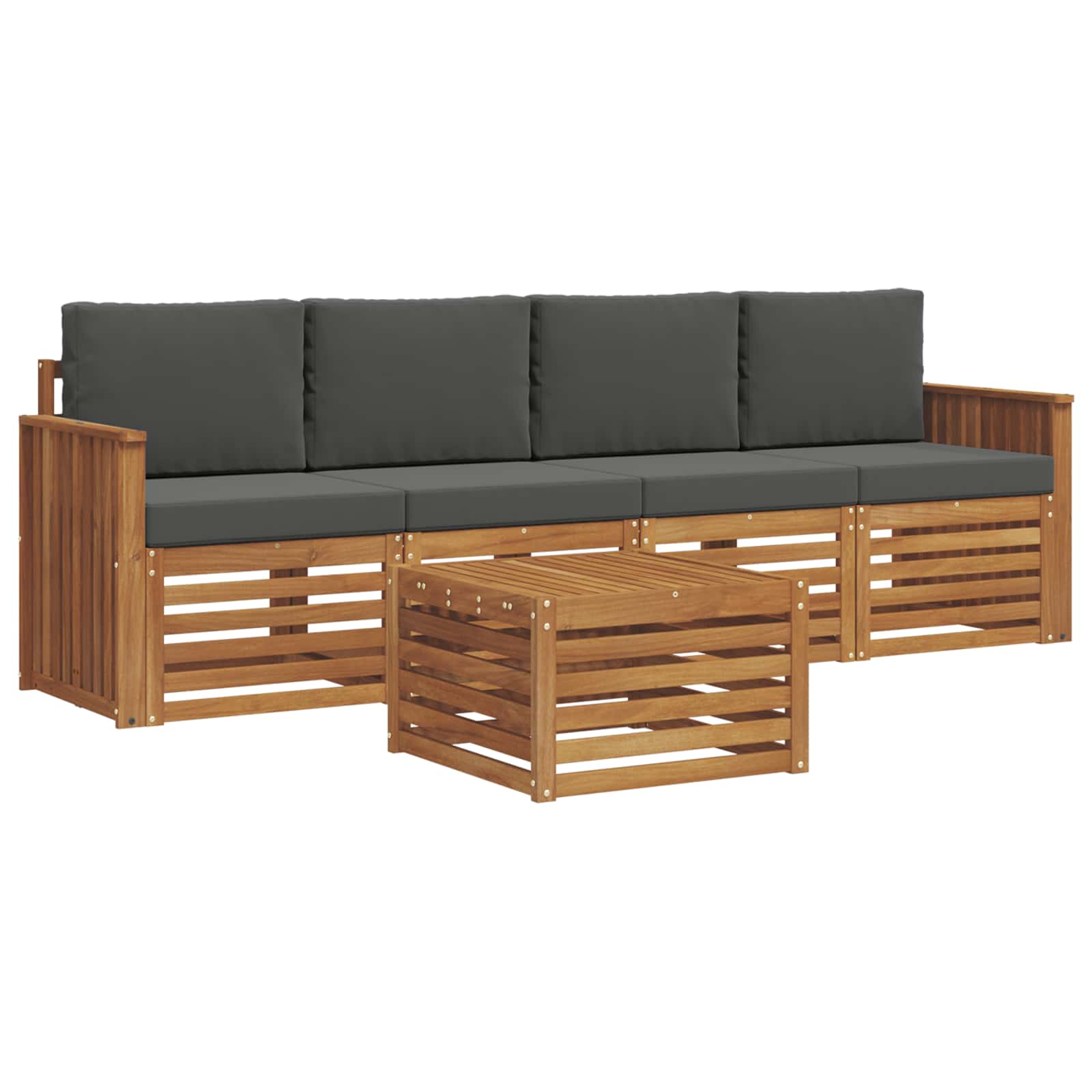Outdoor-Sofagarnitur 5 stk. Natur und Anthrazit