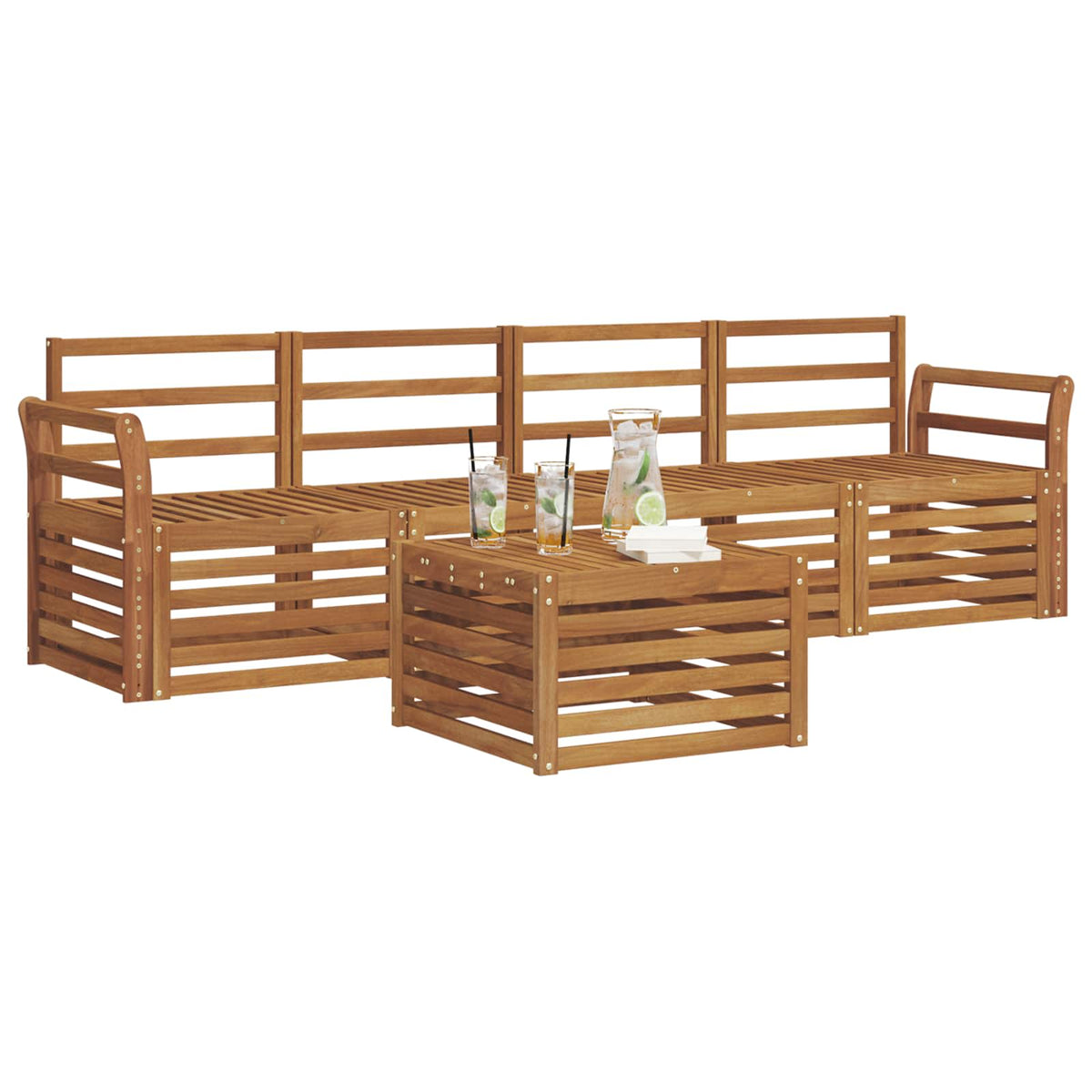 Outdoor-Sofagarnitur 5 Stk. Natur Massivholz Akazie