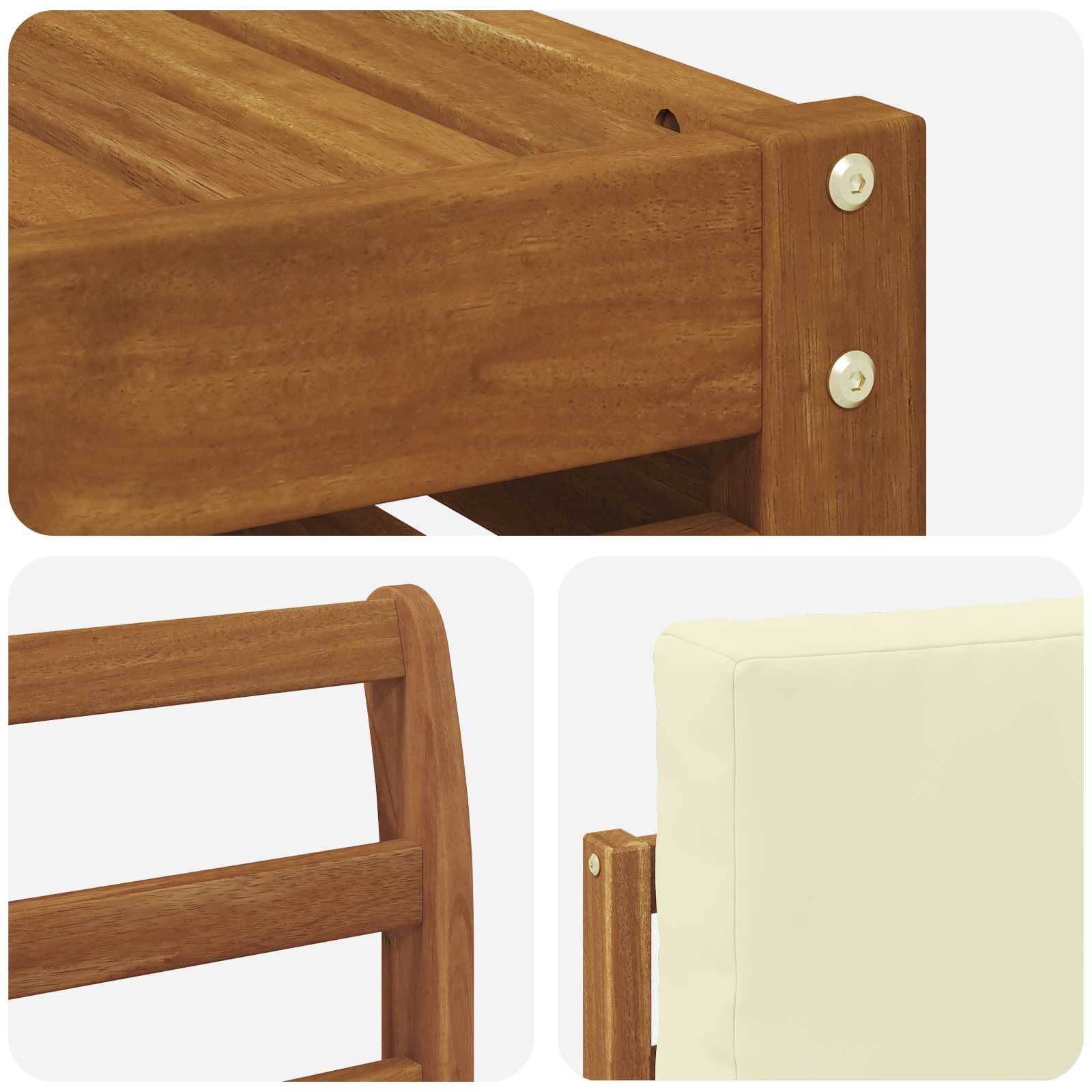 Outdoor-Sofagarnitur 5 stk. Natur und Creme Massivholz Akazie