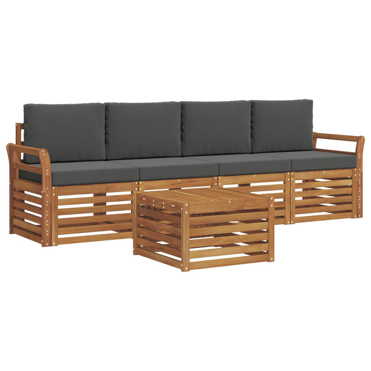 Outdoor-Sofagarnitur 5 stk. Natur und Anthrazit