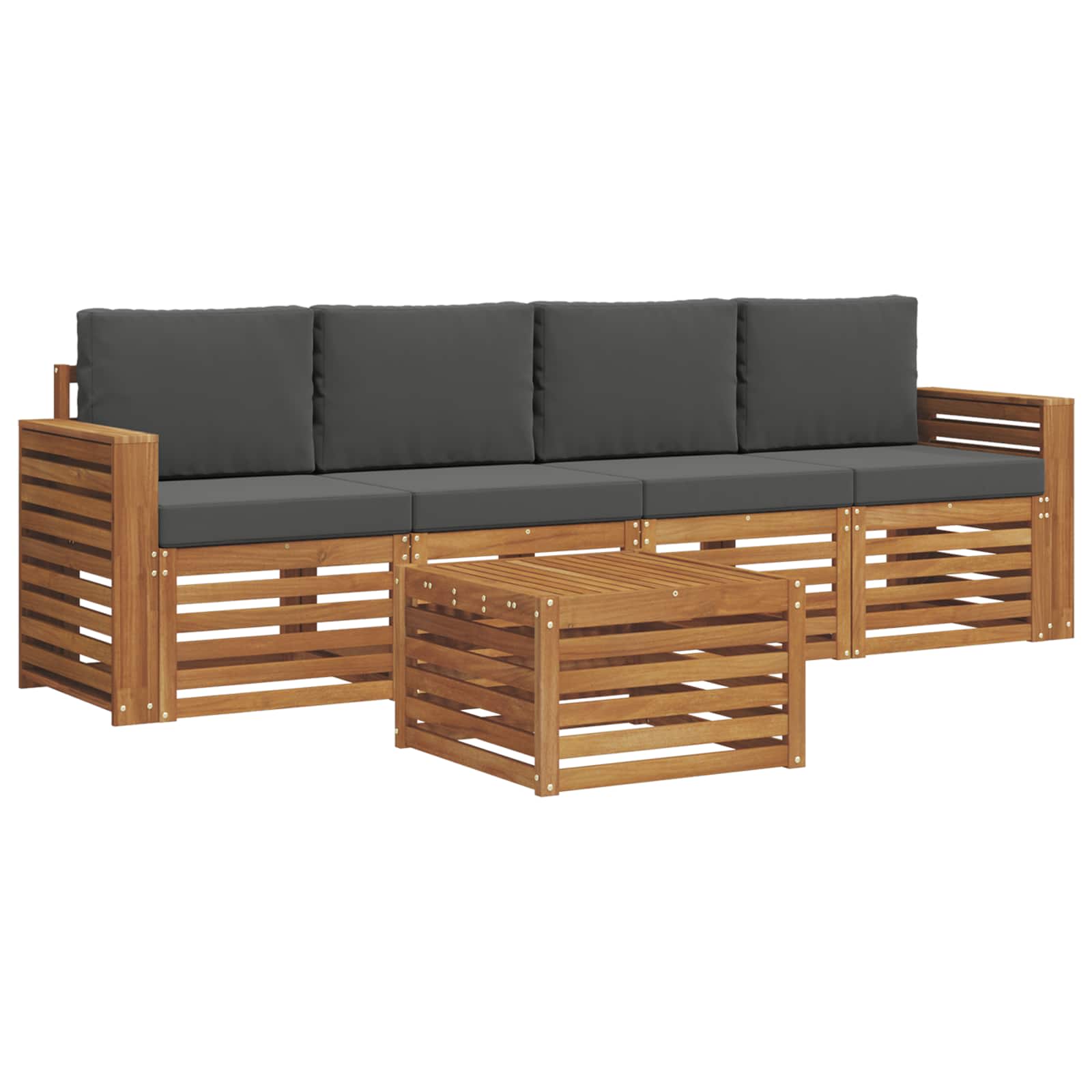 Outdoor-Sofagarnitur 5 stk. Natur und Anthrazit