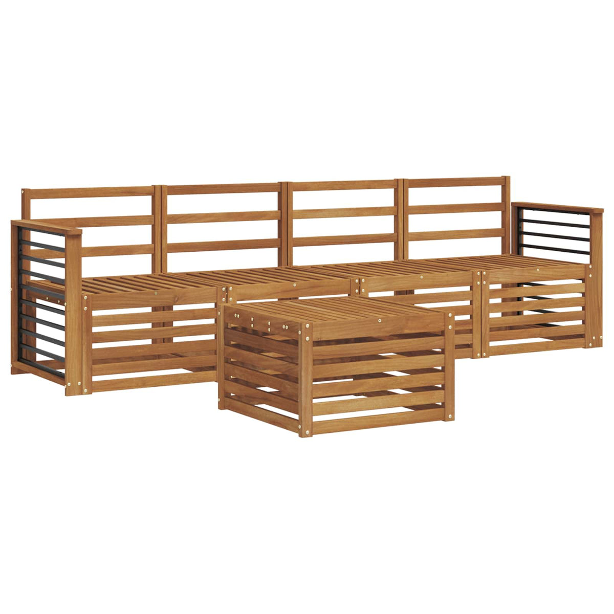 Outdoor-Sofagarnitur 5 Stk. Natur Massivholz Akazie