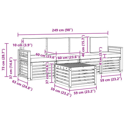 Outdoor-Sofagarnitur 5 stk. Natur und Creme Massivholz Akazie
