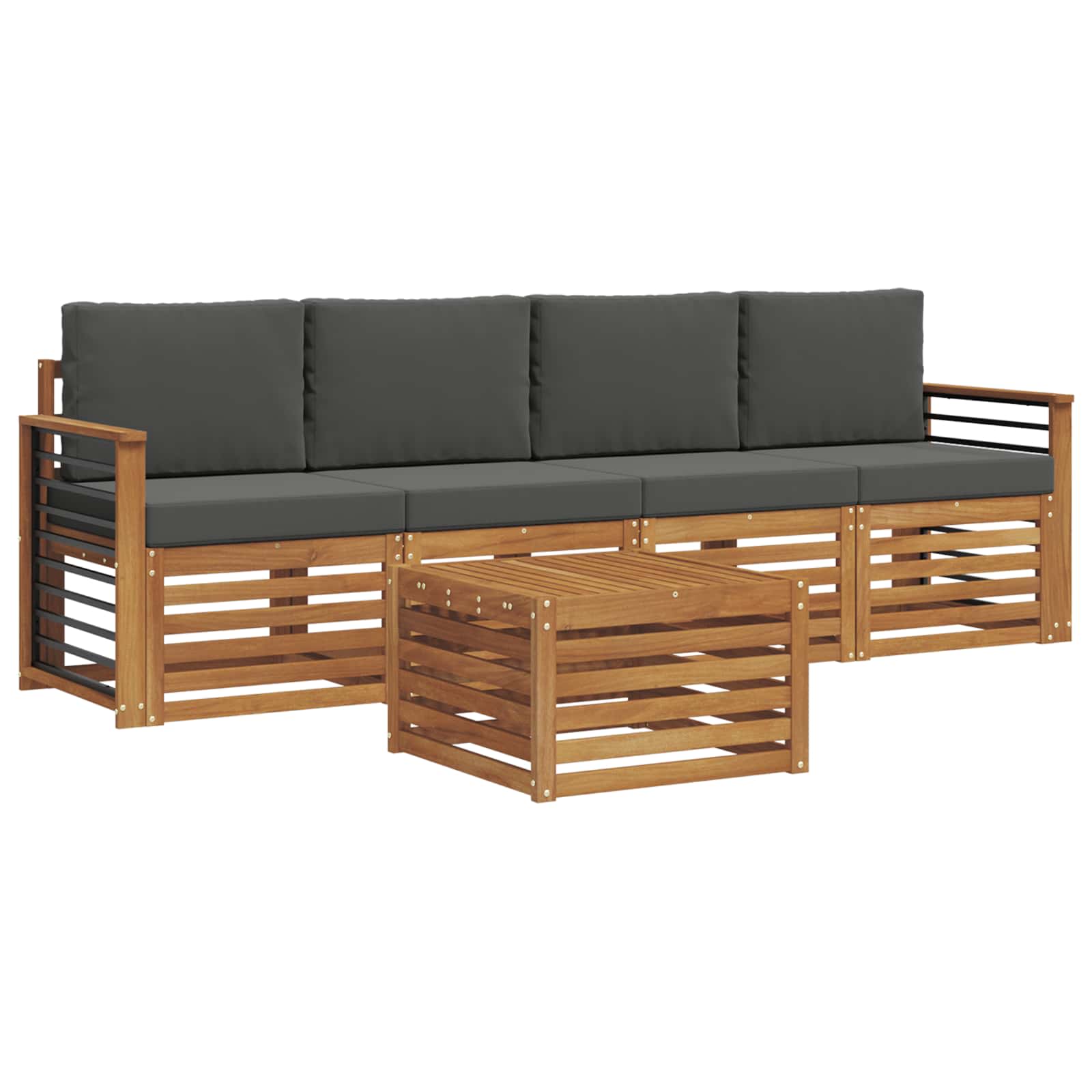 Outdoor-Sofagarnitur 5 stk. Natur und Anthrazit
