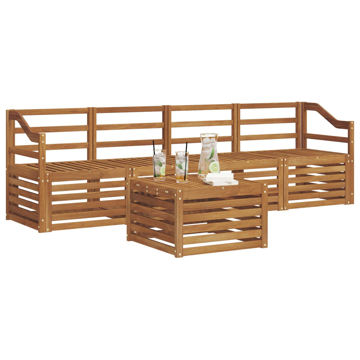 Outdoor-Sofagarnitur 5 stk. Natur Massivholz Akazie