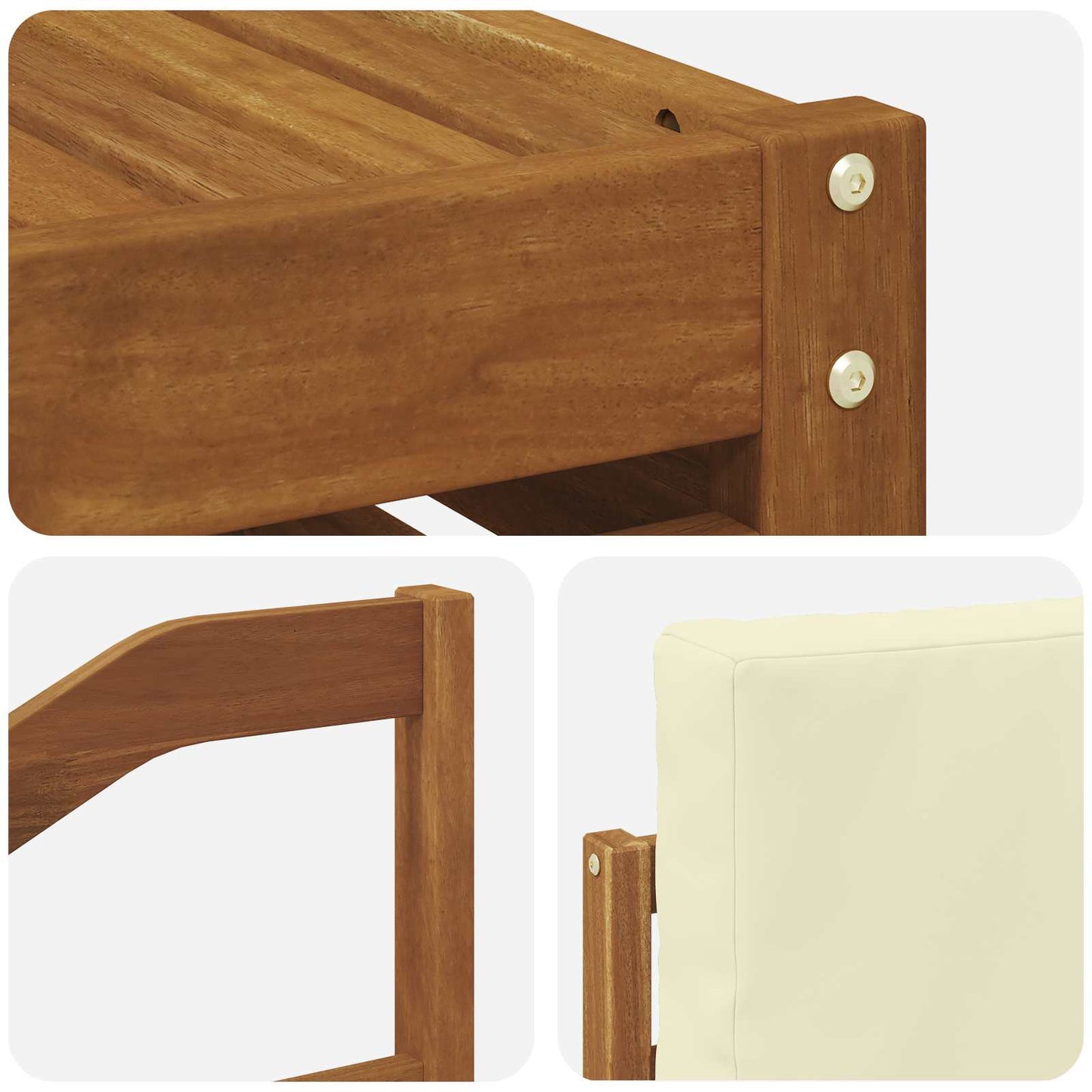 Outdoor-Sofagarnitur 5 stk. Natur und Creme Massivholz Akazie