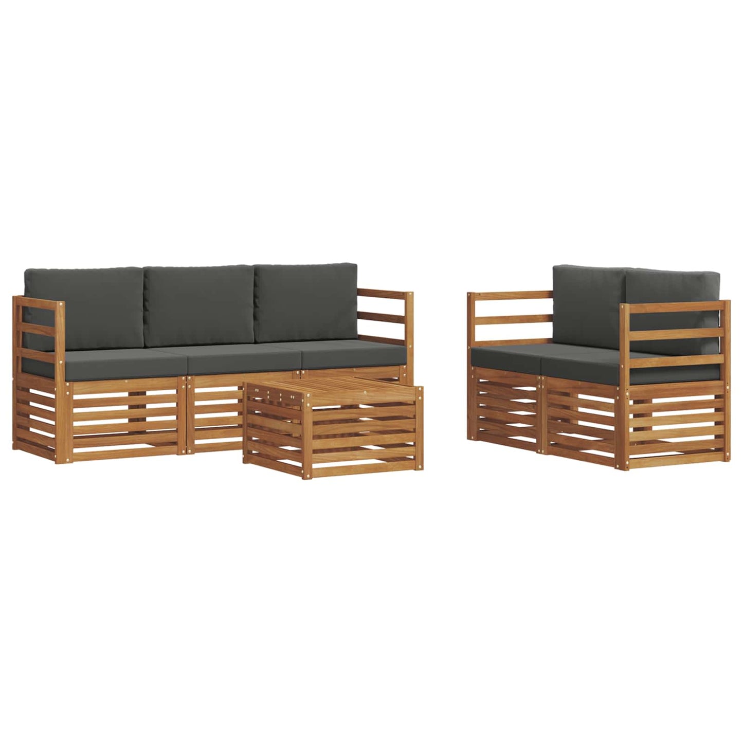 Sofagarnituren 6 pcs Natur und Anthrazit Massivholz Akazie