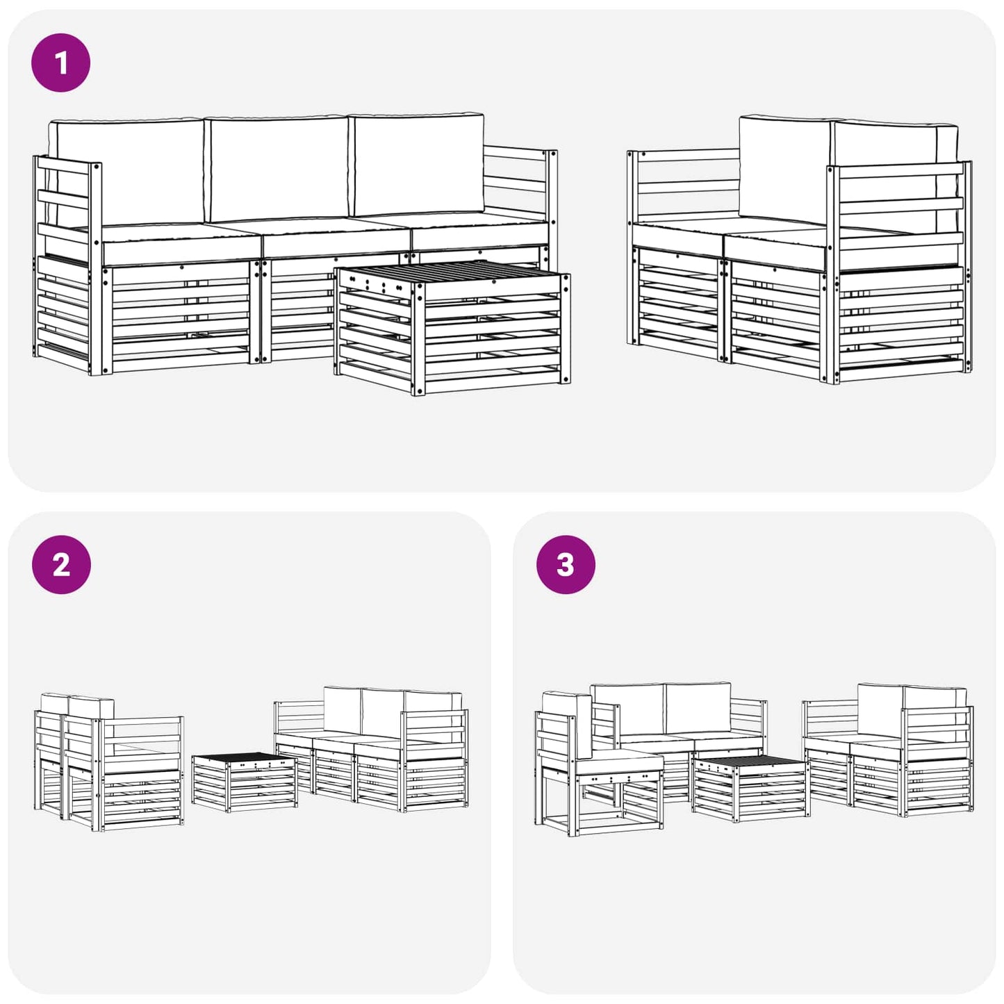 Sofagarnituren 6 pcs Natur und Anthrazit Massivholz Akazie