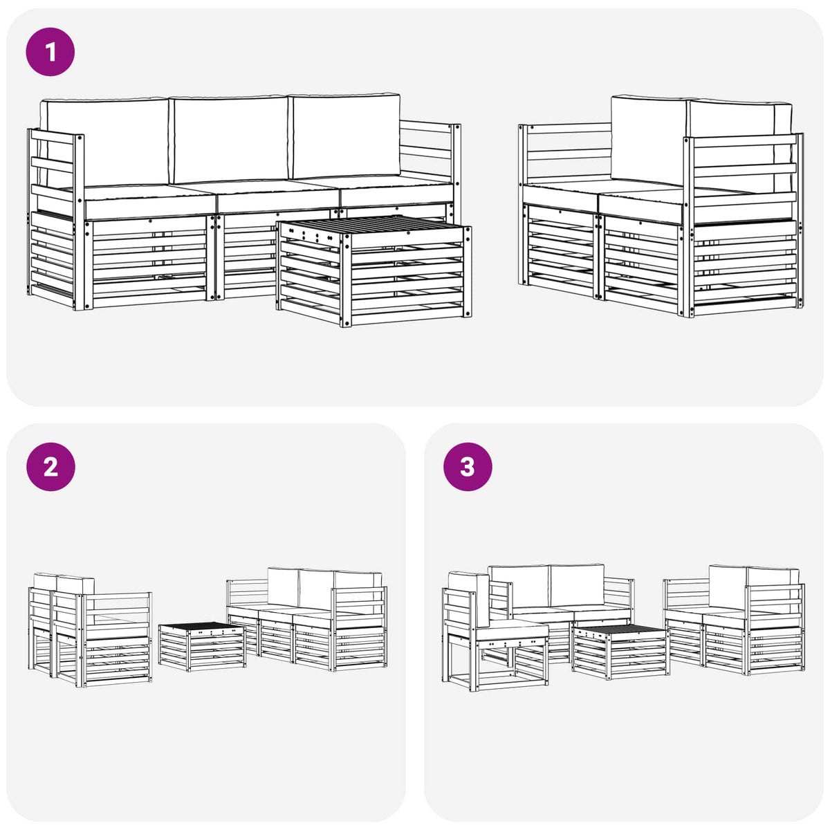 Outdoor-Sofagarnitur 6 stk. Natur und Anthrazit