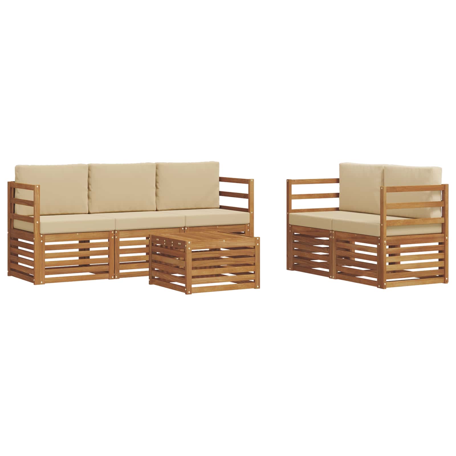 Sofagarnituren 6 pcs Natur und Beige Massivholz Akazie