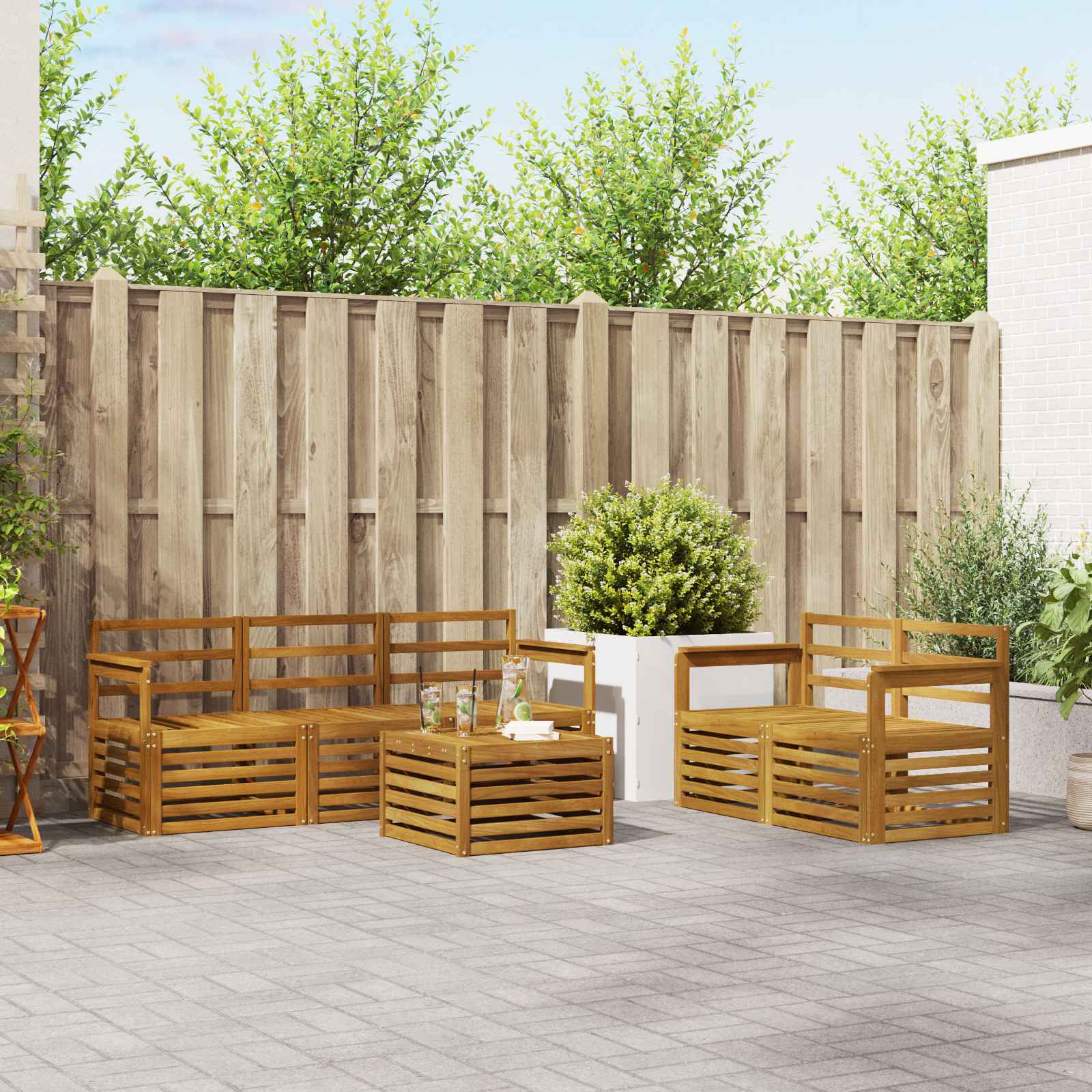 Sofagarnituren 6 pcs Natur Massivholz Akazie
