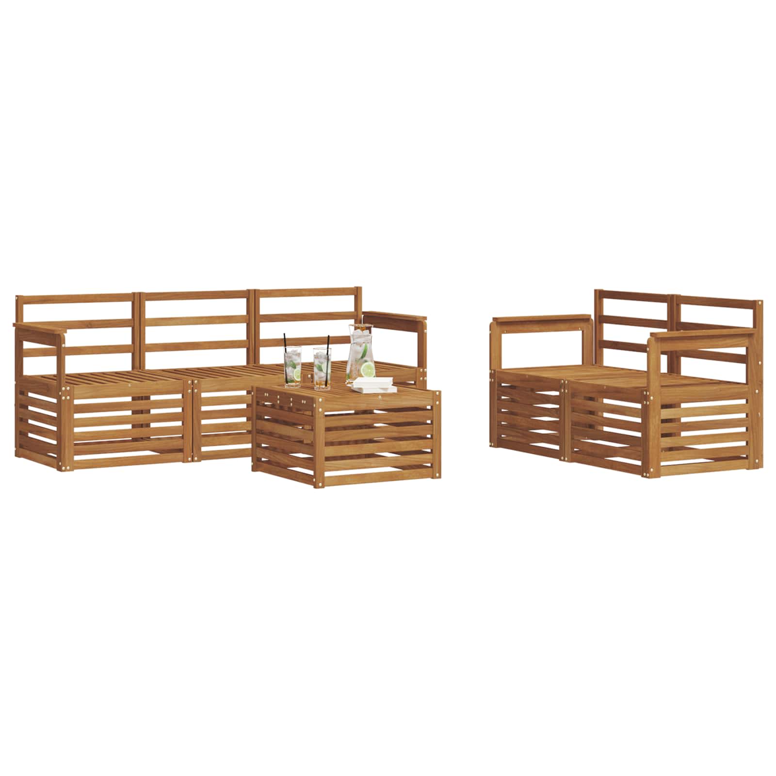 Sofagarnituren 6 pcs Natur Massivholz Akazie