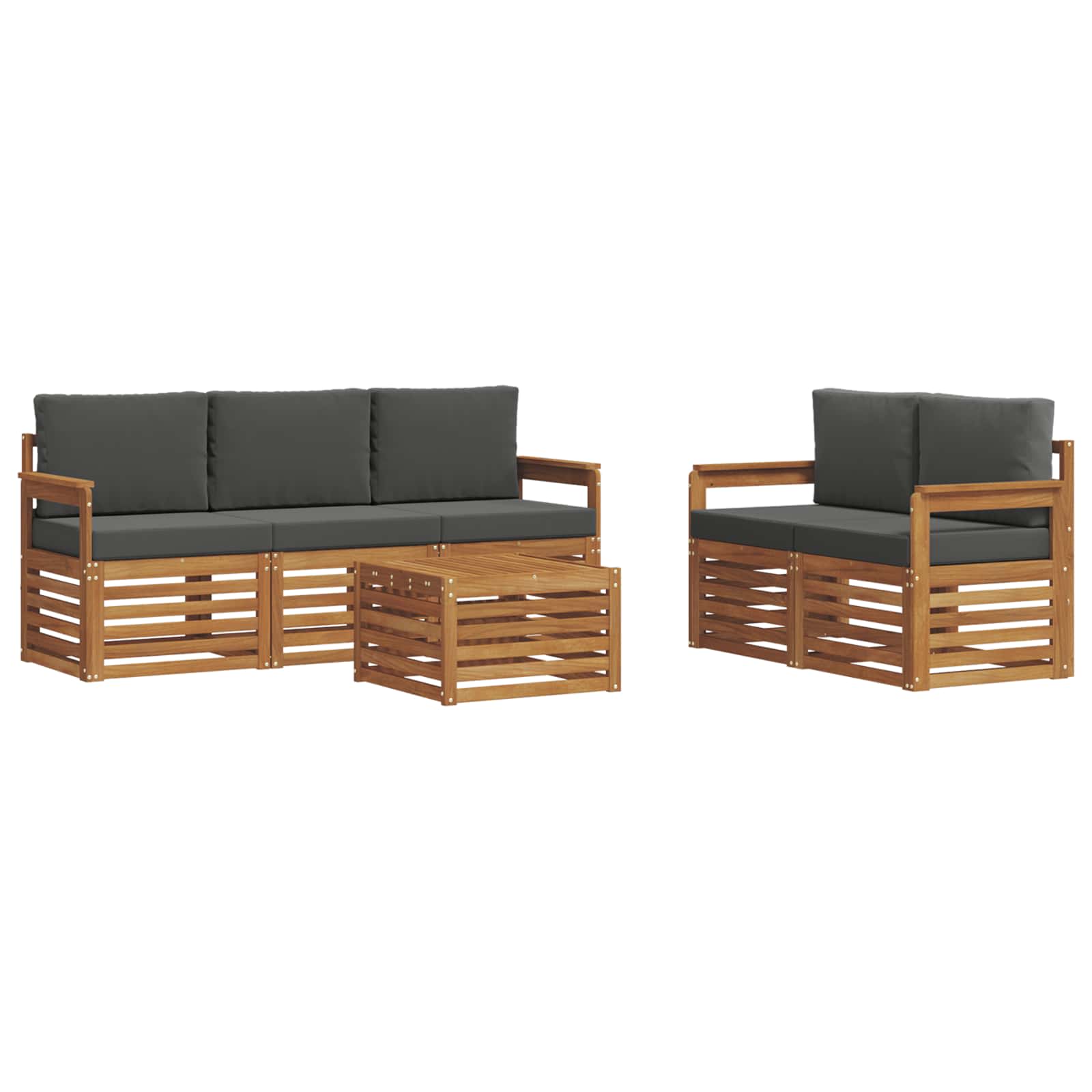 Outdoor-Sofagarnitur 6 stk. Natur und Anthrazit