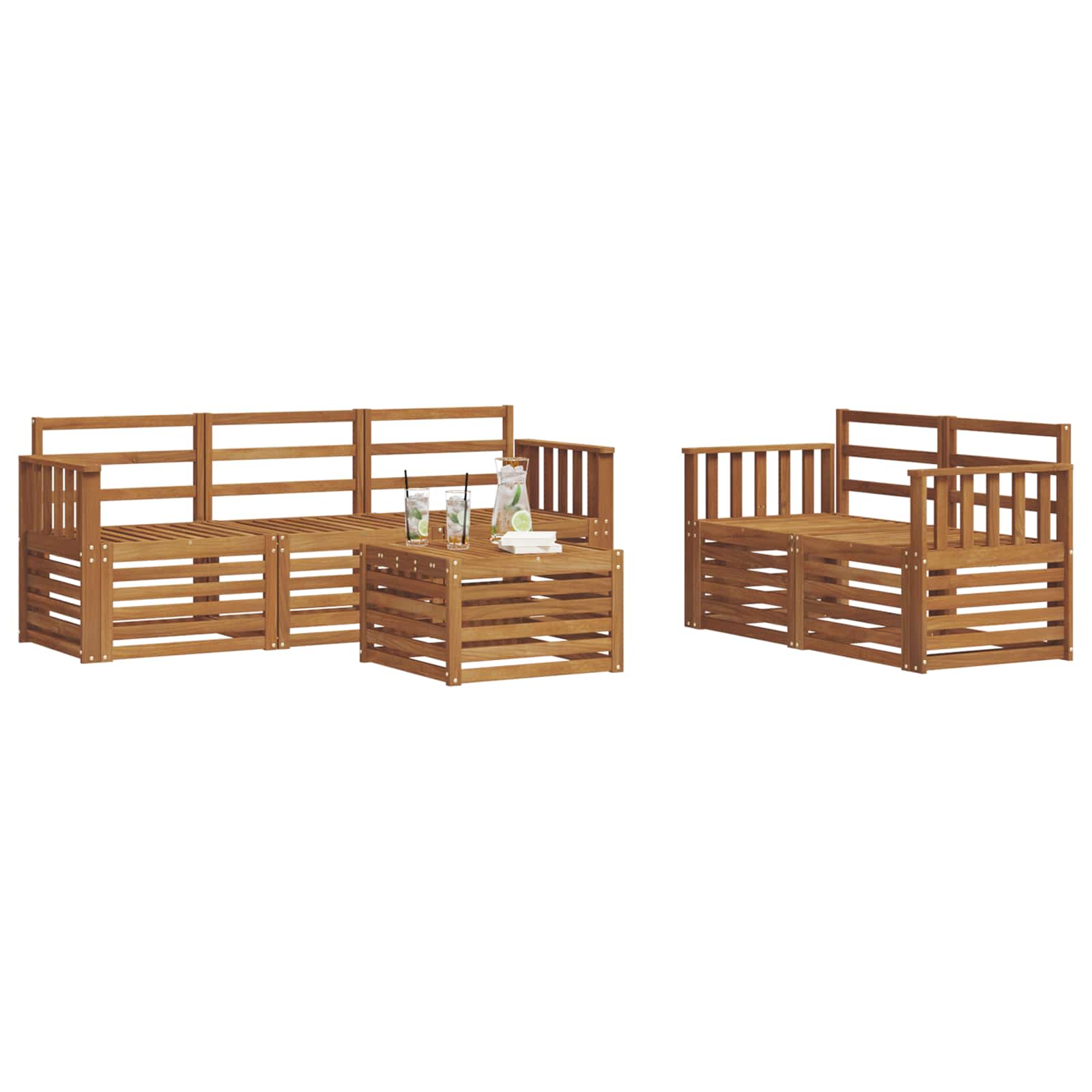 Sofagarnituren 6 pcs Natur Massivholz Akazie