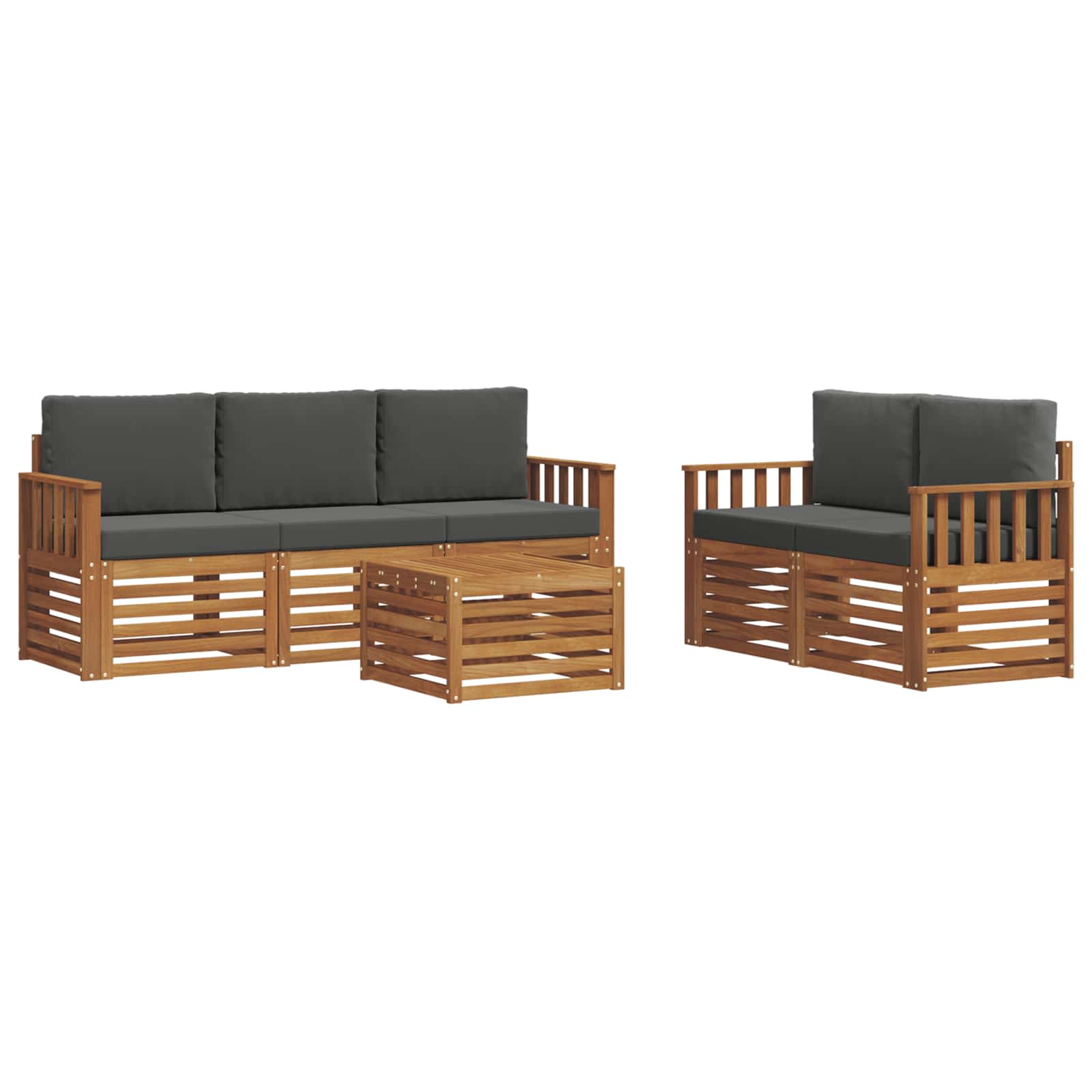 Outdoor-Sofagarnitur 6 stk. Natur und Anthrazit