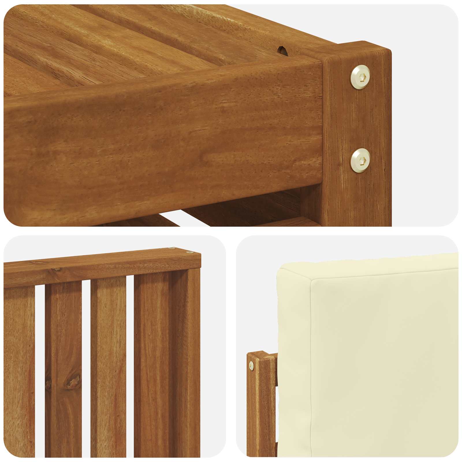 Outdoor-Sofagarnitur 6 stk. Natur und Creme Massivholz Akazie
